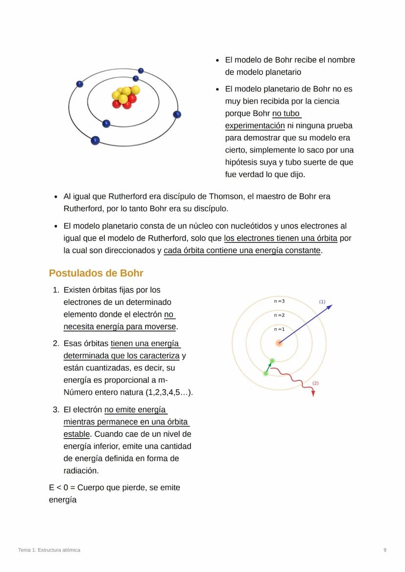 Tema 1: Estructura atómica
Temario:
La materia
El átomo
Teoría atómica de Dalton (1808): átomo
Modelos atómicos
Modelos de Thomson (1904)
Mo