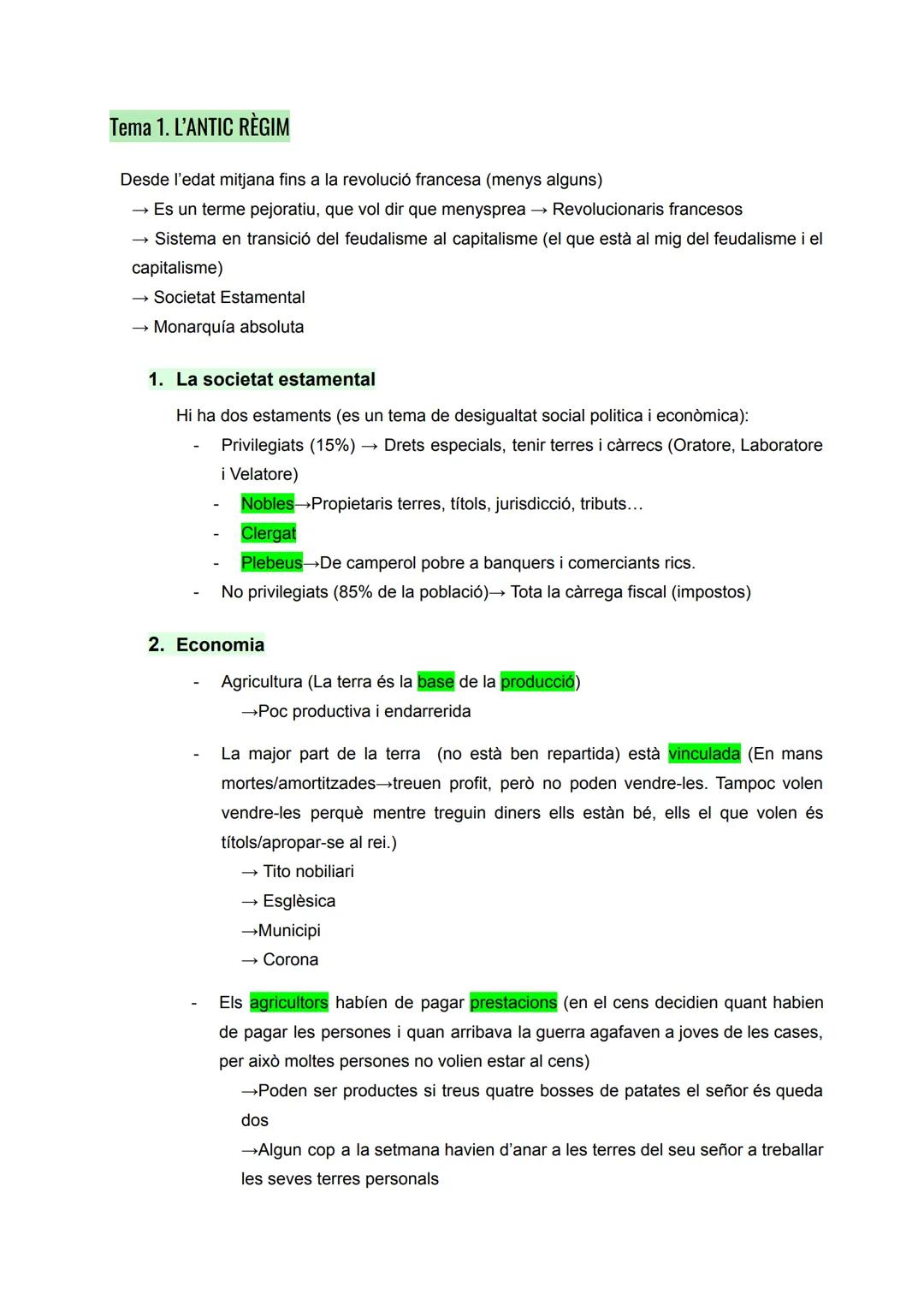 # Tema 1. L'ANTIC RÈGIM

Desde l'edat mitjana fins a la revolució francesa (menys alguns)

→ Es un terme pejoratiu, que vol dir que menyspre