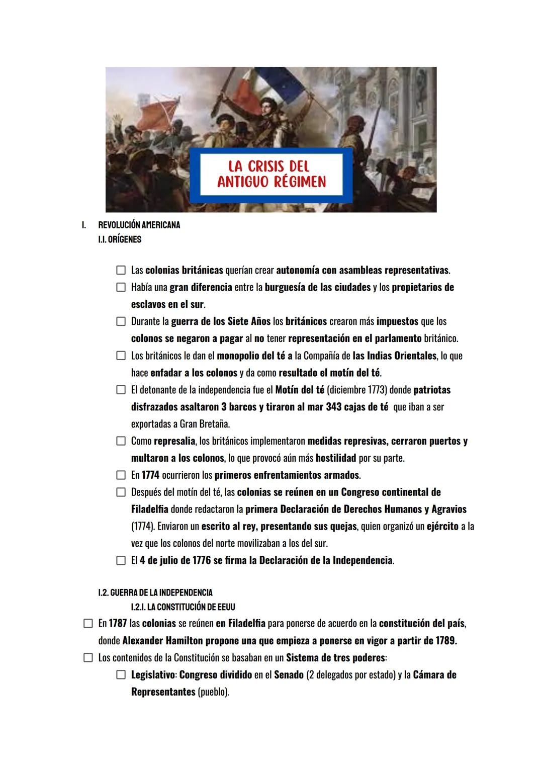 I. REVOLUCIÓN AMERICANA
I.I. ORÍGENES
00
LA CRISIS DEL
ANTIGUO RÉGIMEN
Las colonias británicas querían crear autonomía con asambleas represe