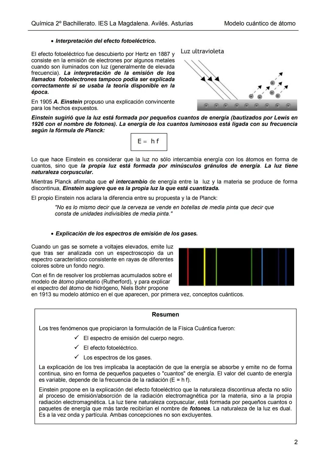 Dpto. Fisica
y Química
V₁
√₂-V₁
El modelo cuántico de átomo
En los últimos años del s. XIX y principios del XX el estudio de la interacción 