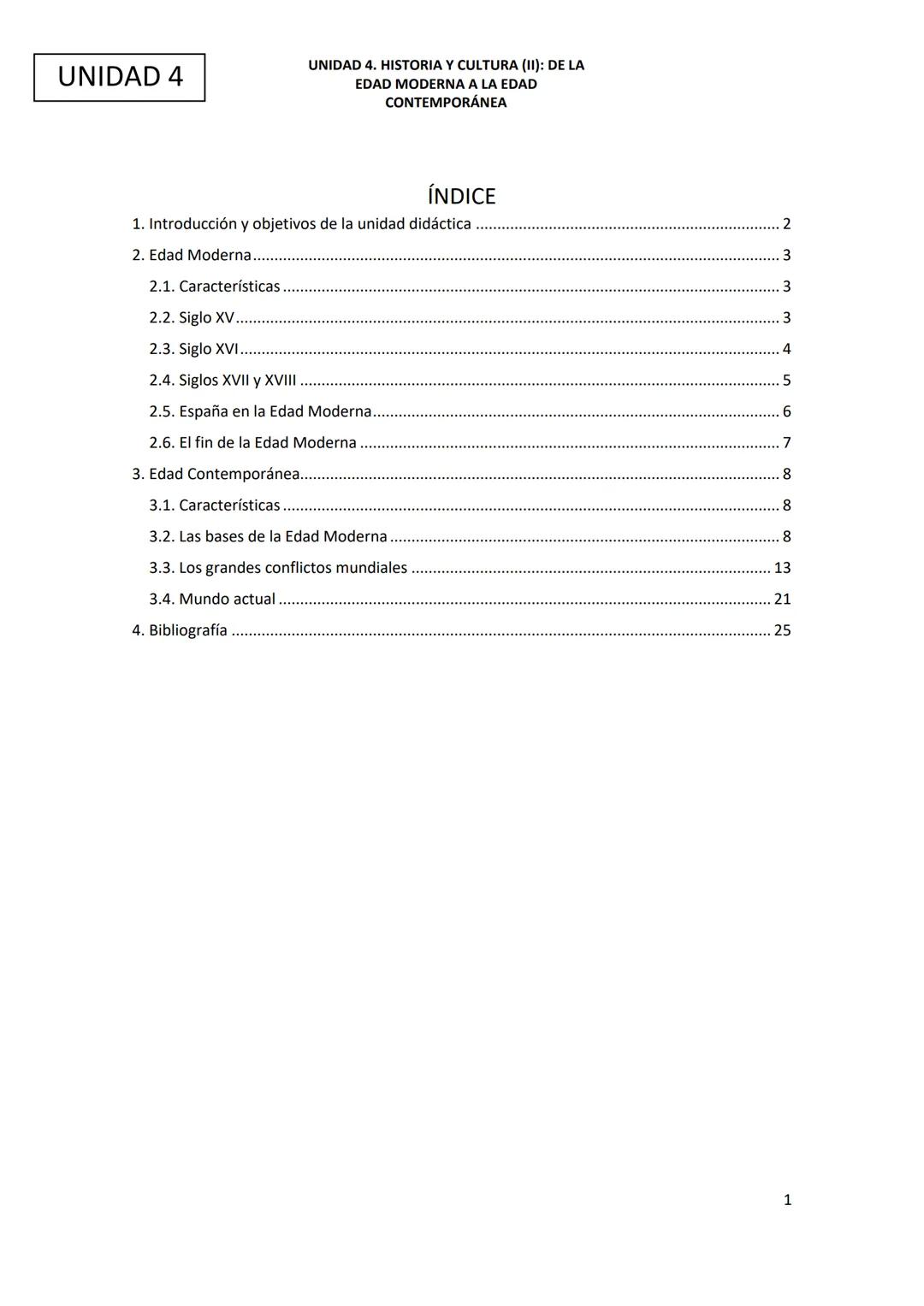 Ciencias Sociales
UNIDAD 4. Historia y cultura (II): de la Edad Moderna a la Edad
Contemporánea. UNIDAD 4
UNIDAD 4. HISTORIA Y CULTURA (II):