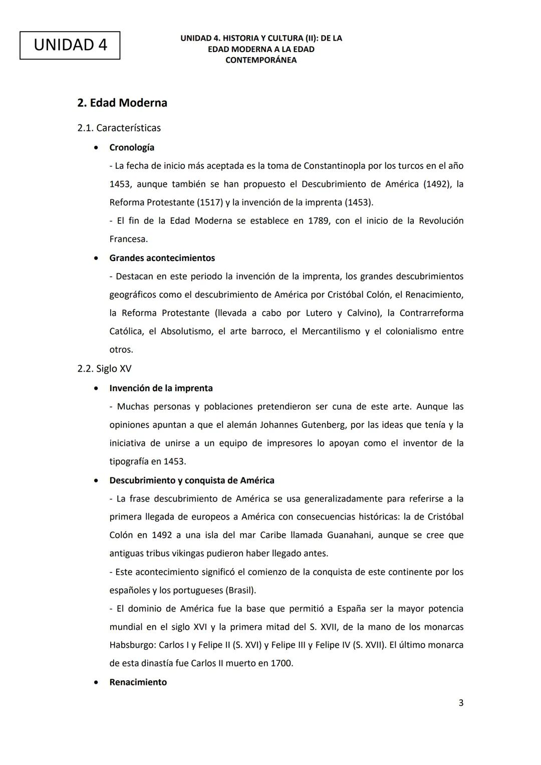 Ciencias Sociales
UNIDAD 4. Historia y cultura (II): de la Edad Moderna a la Edad
Contemporánea. UNIDAD 4
UNIDAD 4. HISTORIA Y CULTURA (II):