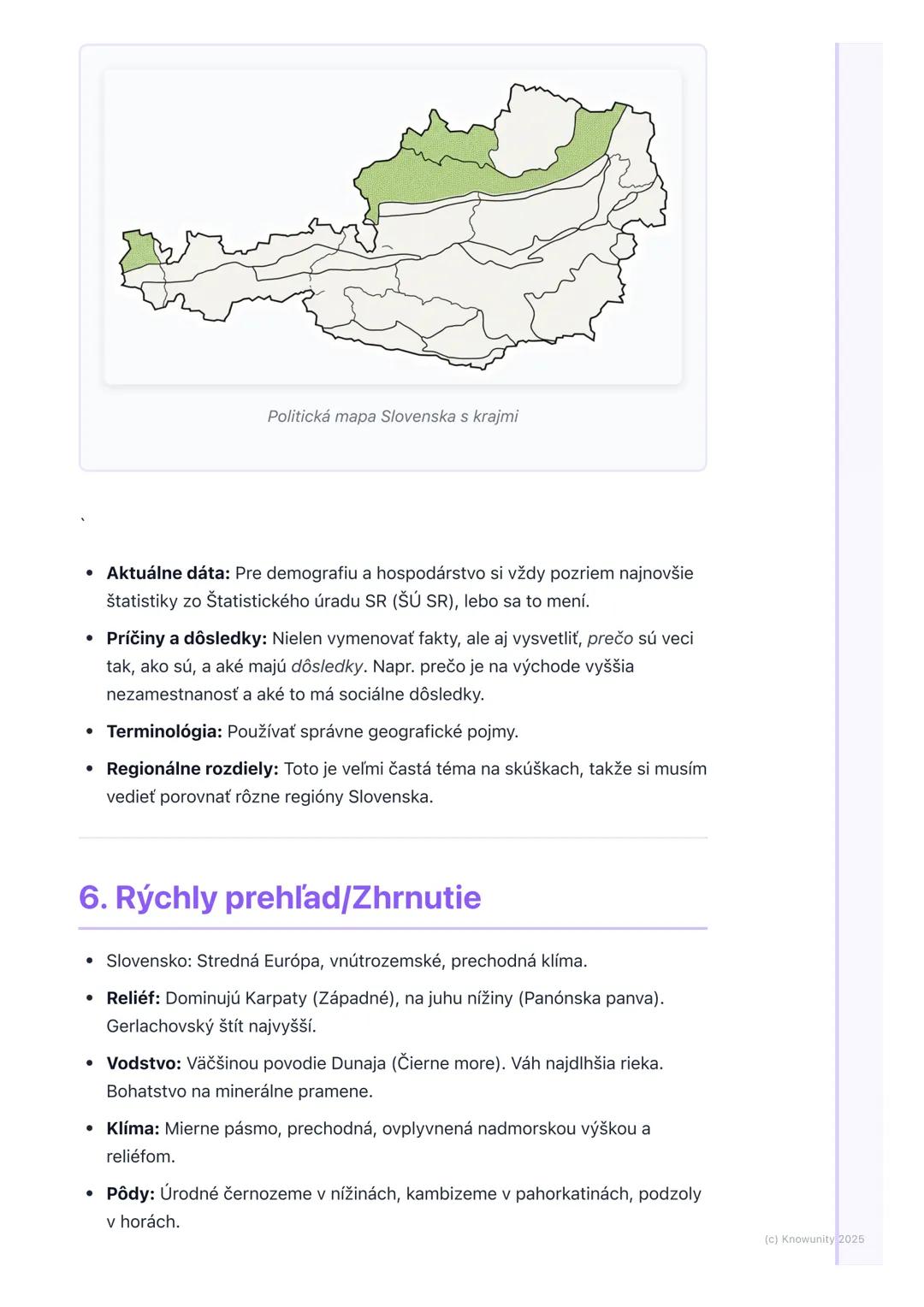 # Geografia Slovenska

## 1. Prehľad geografie Slovenska

Geografia Slovenska je pre mňa kľúčová, lebo nám pomáha pochopiť, kde
žijeme a ako