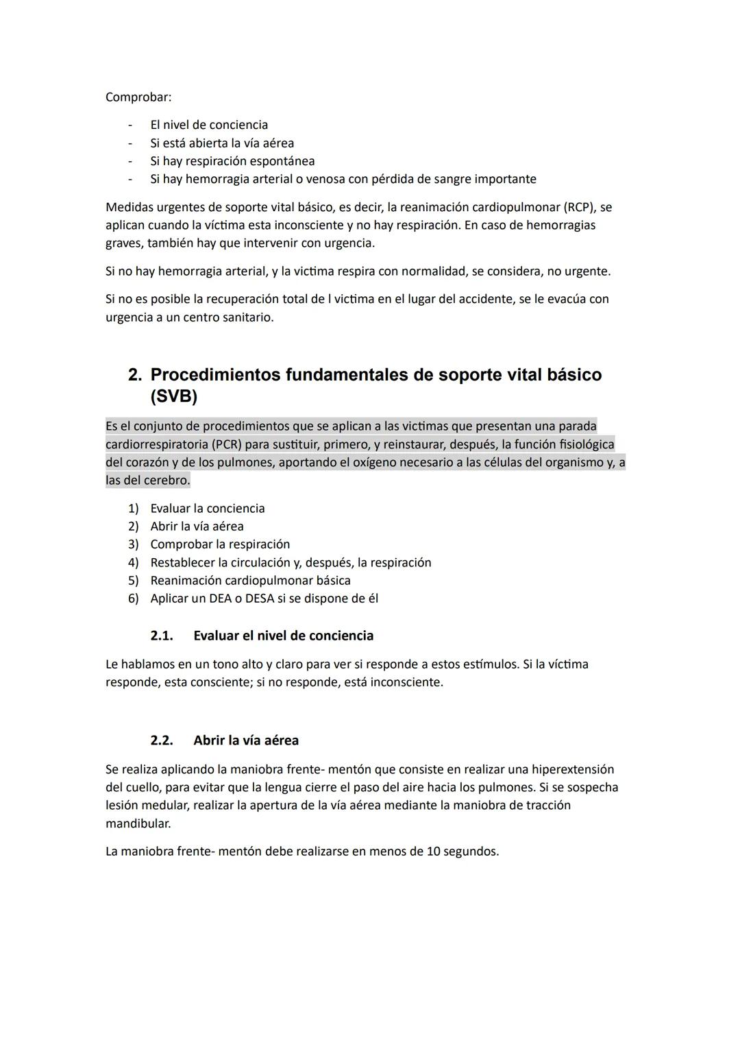 # UNIDAD 23 (PRIMEROS AUXILIOS I)

## 1. Conceptos básicos sobre accidentes y primeros auxilios

Accidente: Es toda lesión corporal que se d