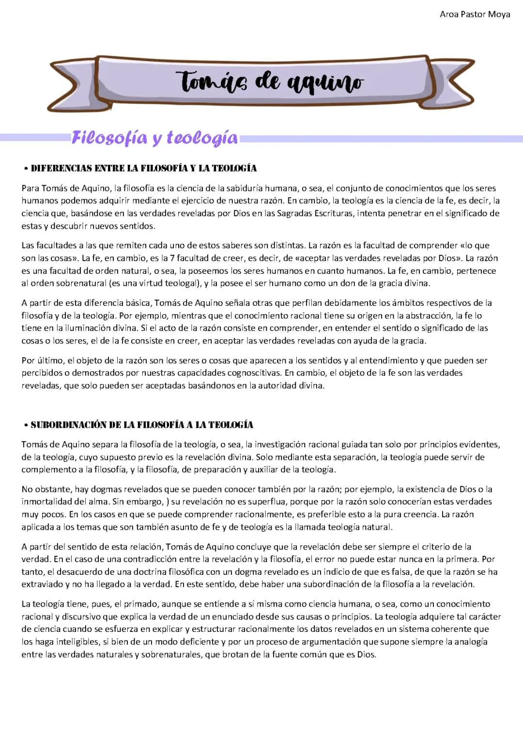Filosofía y Teología: La Relación entre Ambas y su Importancia en la Filosofía de Tomás de Aquino