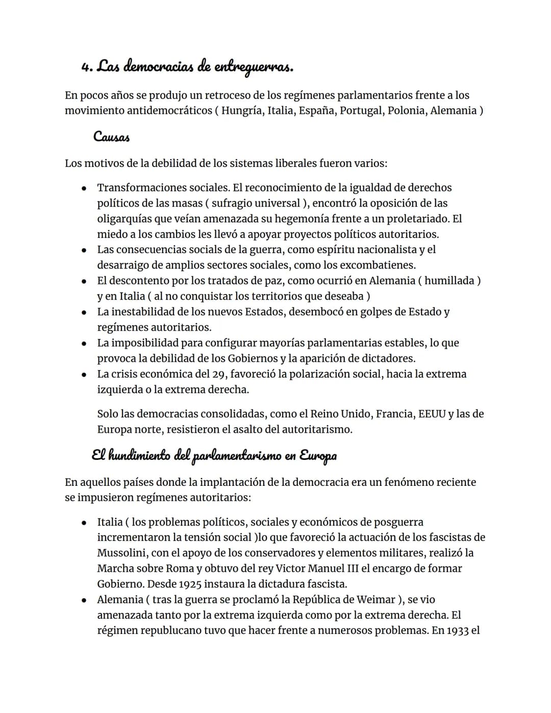 TEMA 8: PERÍODO DE ENTREGUERRAS
El final de la 1ºGM produjo graves problemas en Europa. A las dificultades
políticas se añadió una important