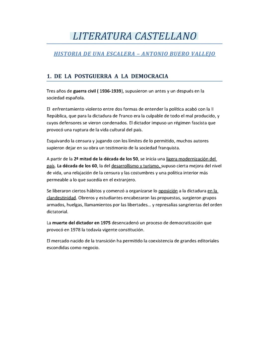 LITERATURA - Buero Vallejo