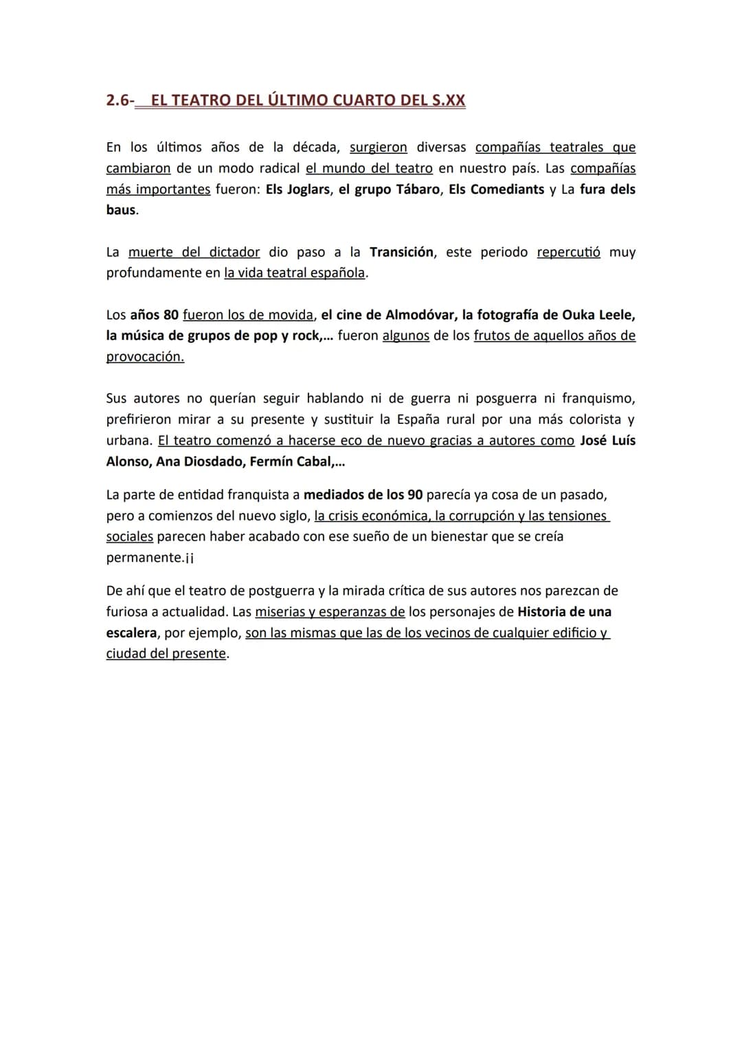 LITERATURA CASTELLANO
HISTORIA DE UNA ESCALERA - ANTONIO BUERO VALLEJO
1. DE LA POSTGUERRA A LA DEMOCRACIA
Tres años de guerra civil (1936-1