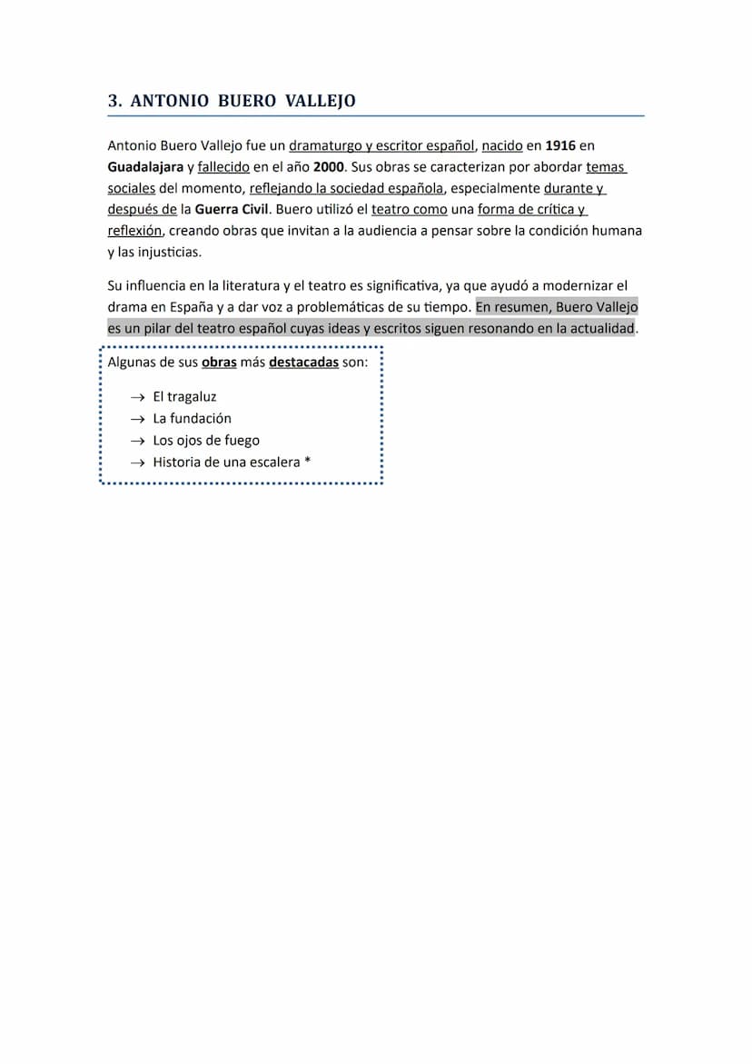 LITERATURA CASTELLANO
HISTORIA DE UNA ESCALERA - ANTONIO BUERO VALLEJO
1. DE LA POSTGUERRA A LA DEMOCRACIA
Tres años de guerra civil (1936-1