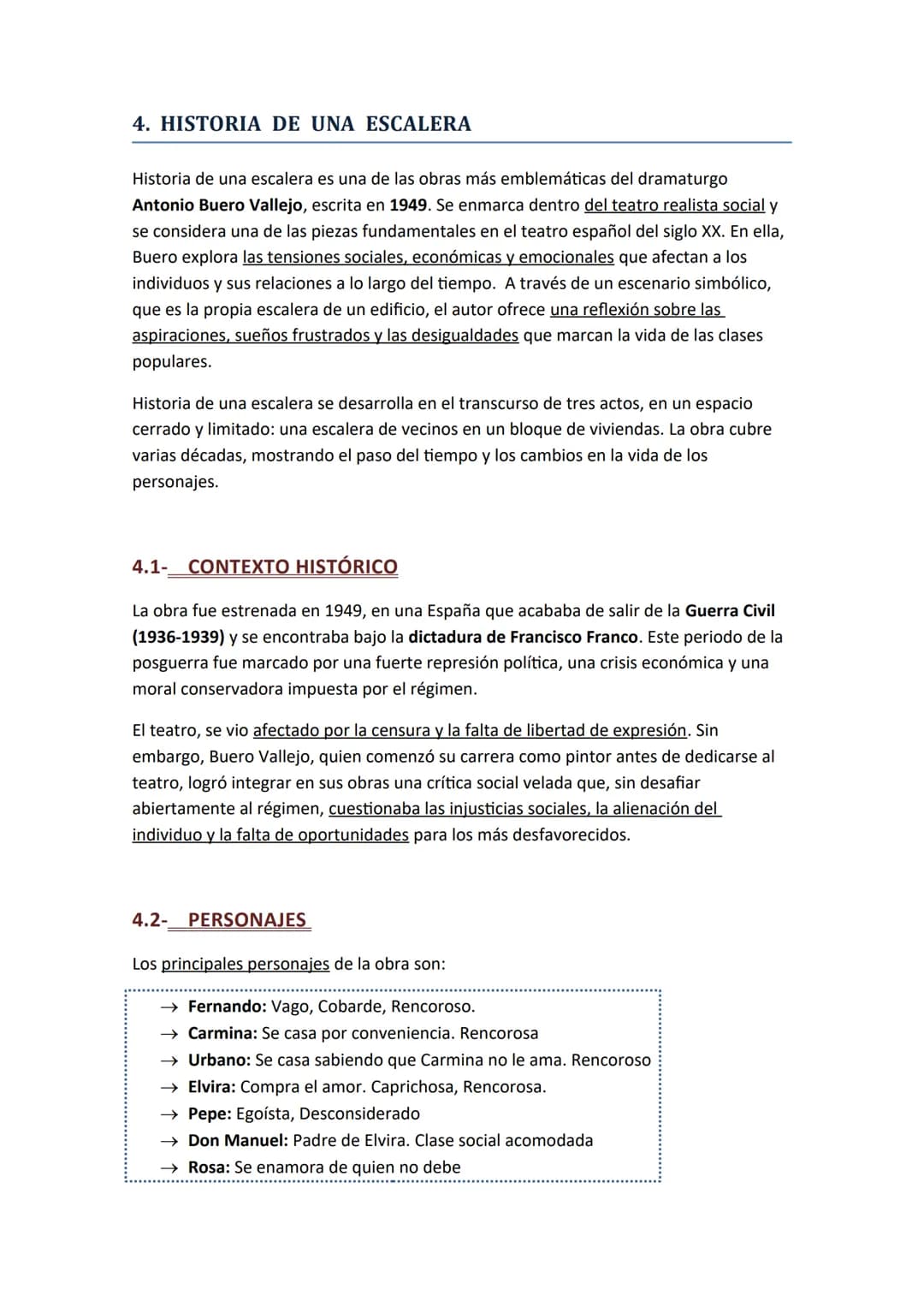 LITERATURA CASTELLANO
HISTORIA DE UNA ESCALERA - ANTONIO BUERO VALLEJO
1. DE LA POSTGUERRA A LA DEMOCRACIA
Tres años de guerra civil (1936-1