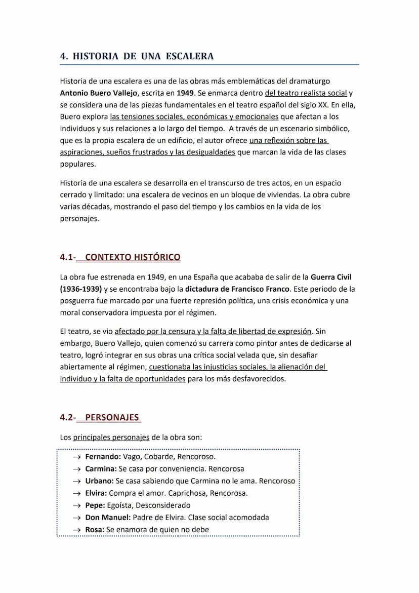 LITERATURA CASTELLANO
HISTORIA DE UNA ESCALERA - ANTONIO BUERO VALLEJO
1. DE LA POSTGUERRA A LA DEMOCRACIA
Tres años de guerra civil (1936-1