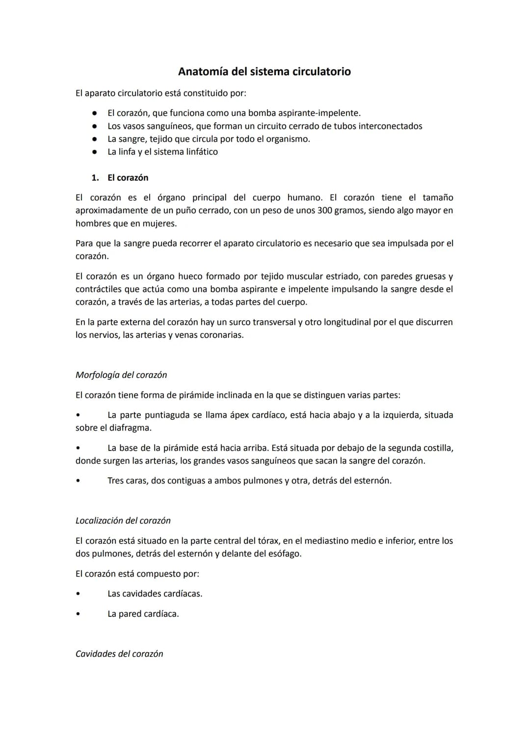 El aparato circulatorio está constituido por:
●
●
●
●
Anatomía del sistema circulatorio
El corazón, que funciona como una bomba aspirante-im