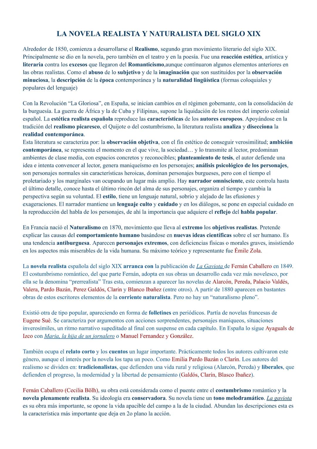 LA NOVELA REALISTA Y NATURALISTA DEL SIGLO XIX
Alrededor de 1850, comienza a desarrollarse el Realismo, segundo gran movimiento literario de