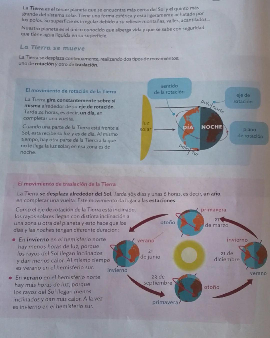 # La Tierra es el tercer planeta que se encuentra más cerca del Sol y el quinto más
grande del sistema solar. Tiene una forma esférica y est