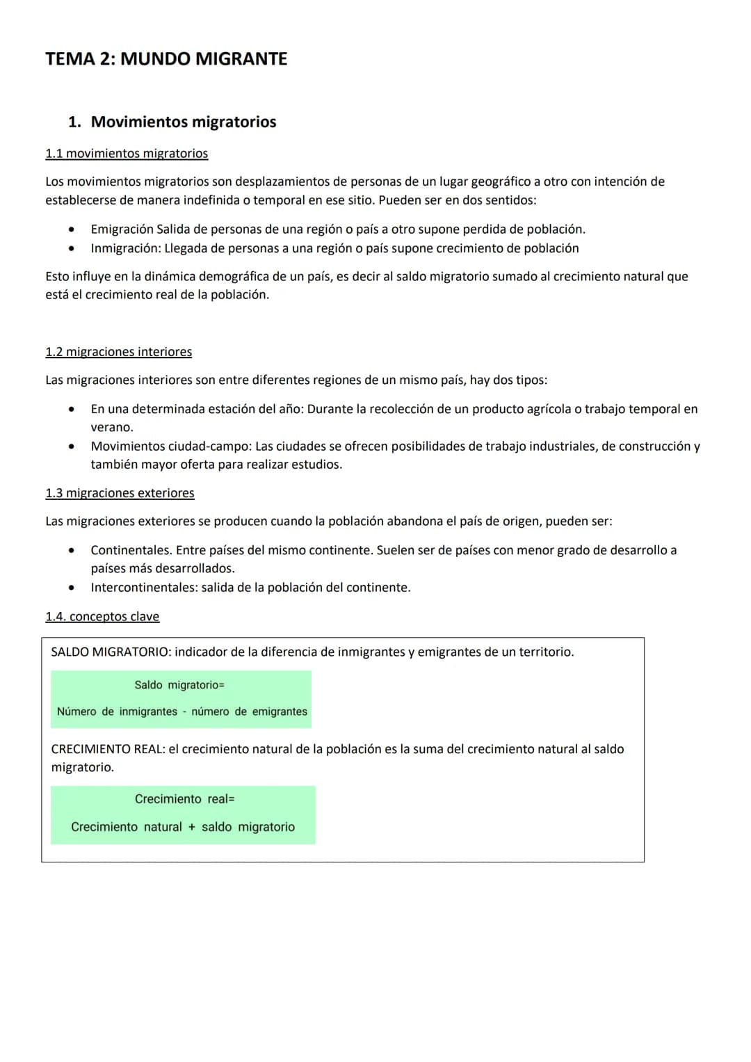 TEMA 2: MUNDO MIGRANTE
1. Movimientos migratorios
1.1 movimientos migratorios
Los movimientos migratorios son desplazamientos de personas de