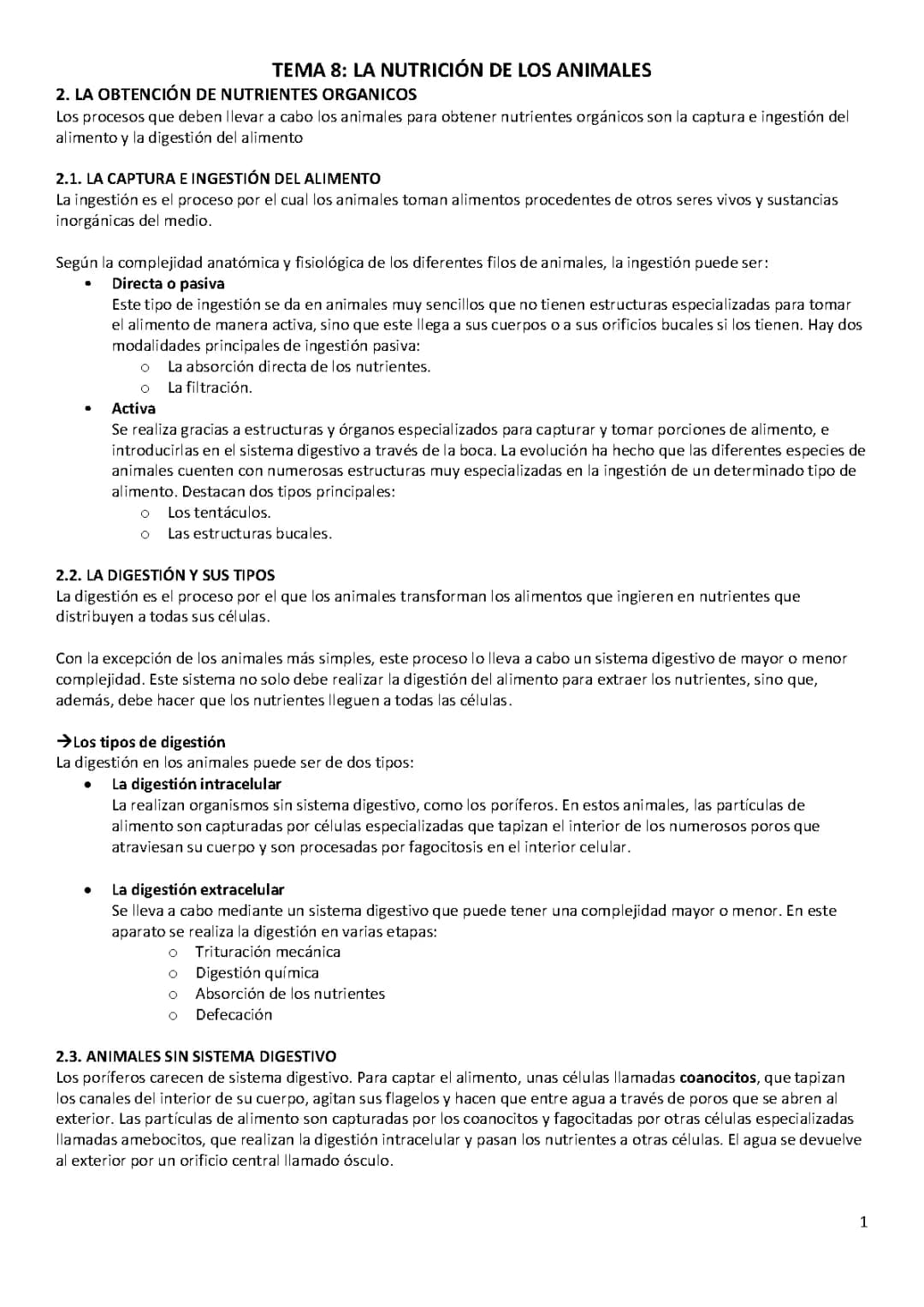 La nutrición de los animales