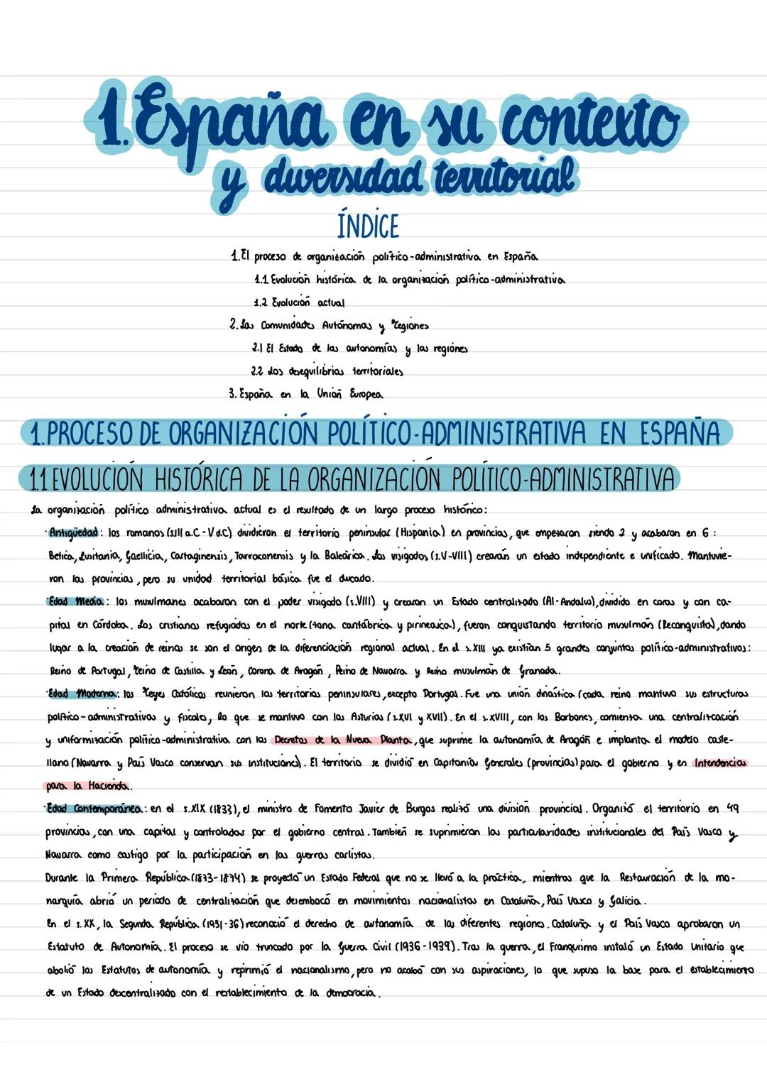Tema 1: España en su contexto y diversidad territorial 