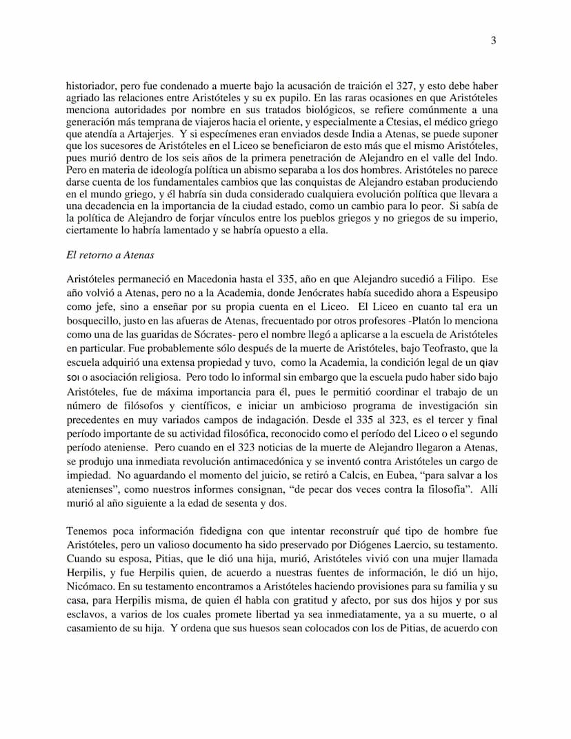 ARISTÓTELES
DESARROLLO Y ESTRUCTURA DE SU PENSAMIENTO
CAPITULO I
VIDA Y OBRAS
Aristóteles nació el 384 a. C. en Estagira, una pequeña ciudad