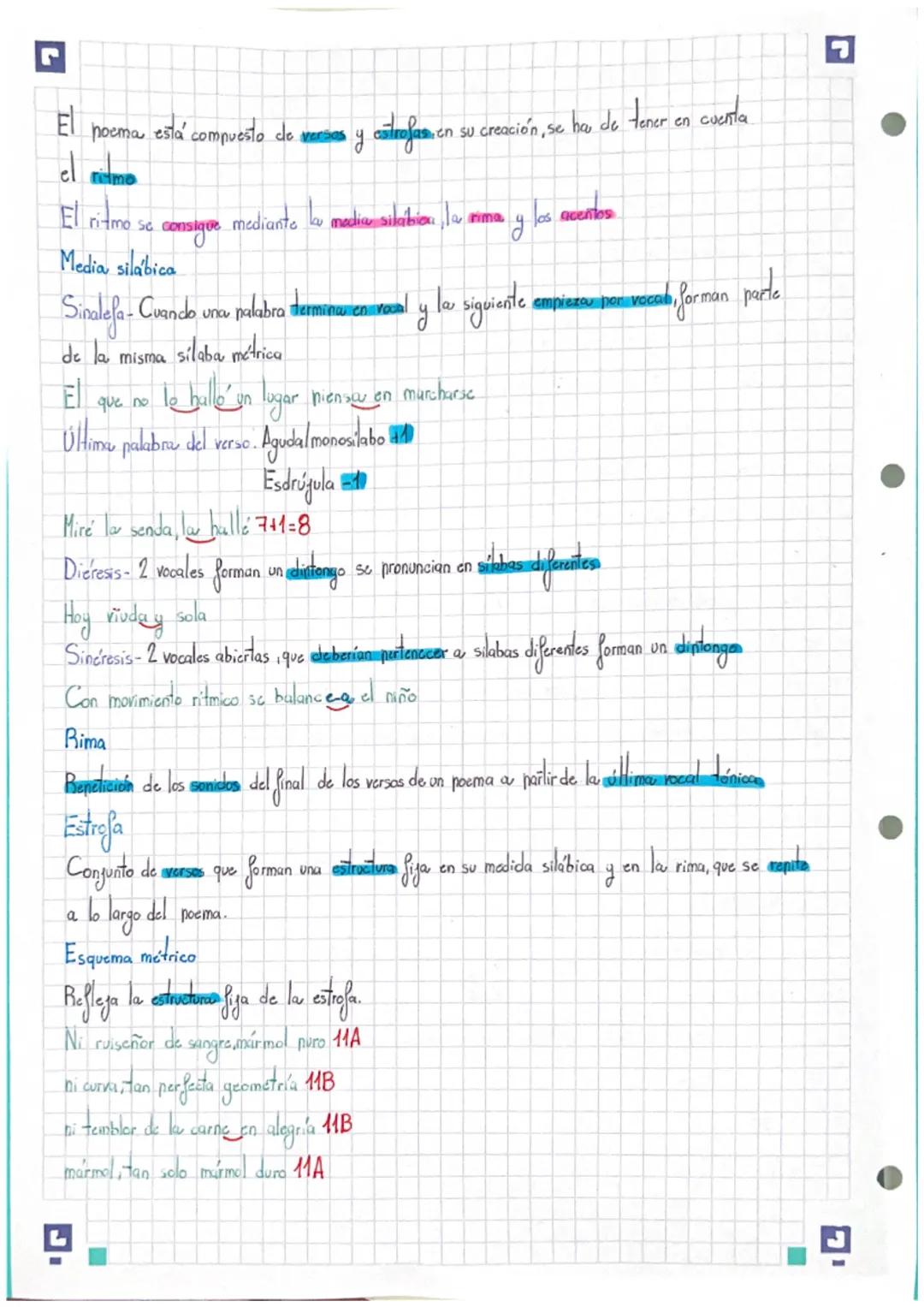 L
El
poema está compuesto de versos y estrofas.co
en su creación, se
ha
de
tener en cuenta
el midmo
El
ritmo sc
mediante media silabica la r