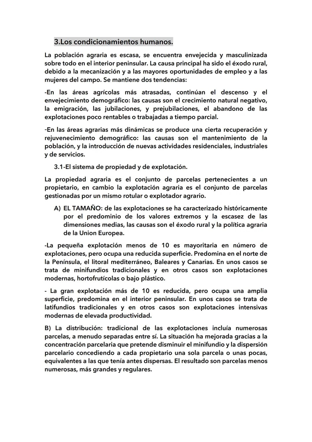 1.El espacio rural:
Los rasgos del espacio rural:
El espacio rural es el territorio no urbanizado en donde los municipios hay
menos de 10000