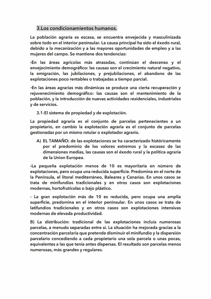 1.El espacio rural:
Los rasgos del espacio rural:
El espacio rural es el territorio no urbanizado en donde los municipios hay
menos de 10000
