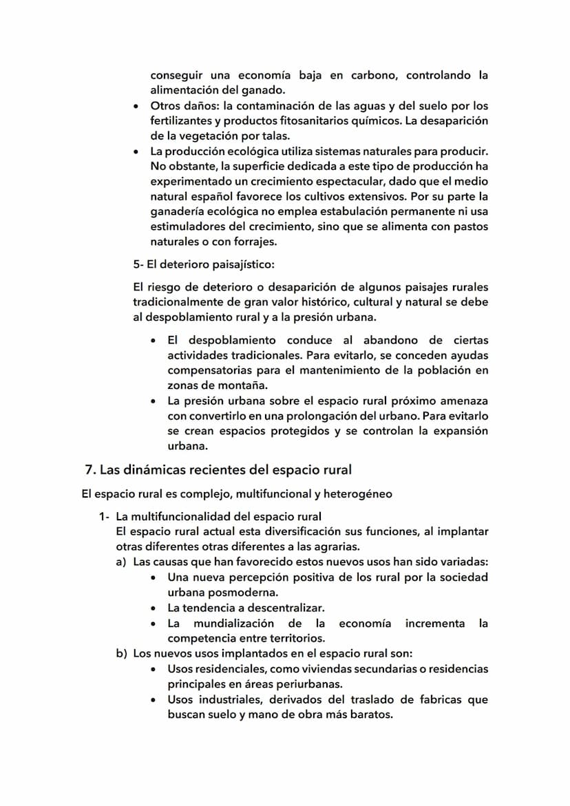 1.El espacio rural:
Los rasgos del espacio rural:
El espacio rural es el territorio no urbanizado en donde los municipios hay
menos de 10000