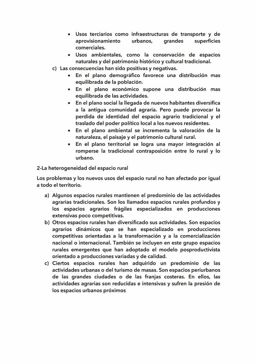 1.El espacio rural:
Los rasgos del espacio rural:
El espacio rural es el territorio no urbanizado en donde los municipios hay
menos de 10000