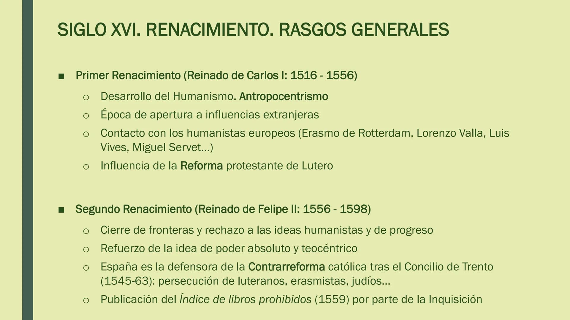 RENACIMIENTO
Y
BARROCO SIGLO XVI
RENACIMIENTO RENACIMIENTO. RASGOS GENERALES
■ Recuperación de la Antigüedad de Grecia y Roma (literatura, a
