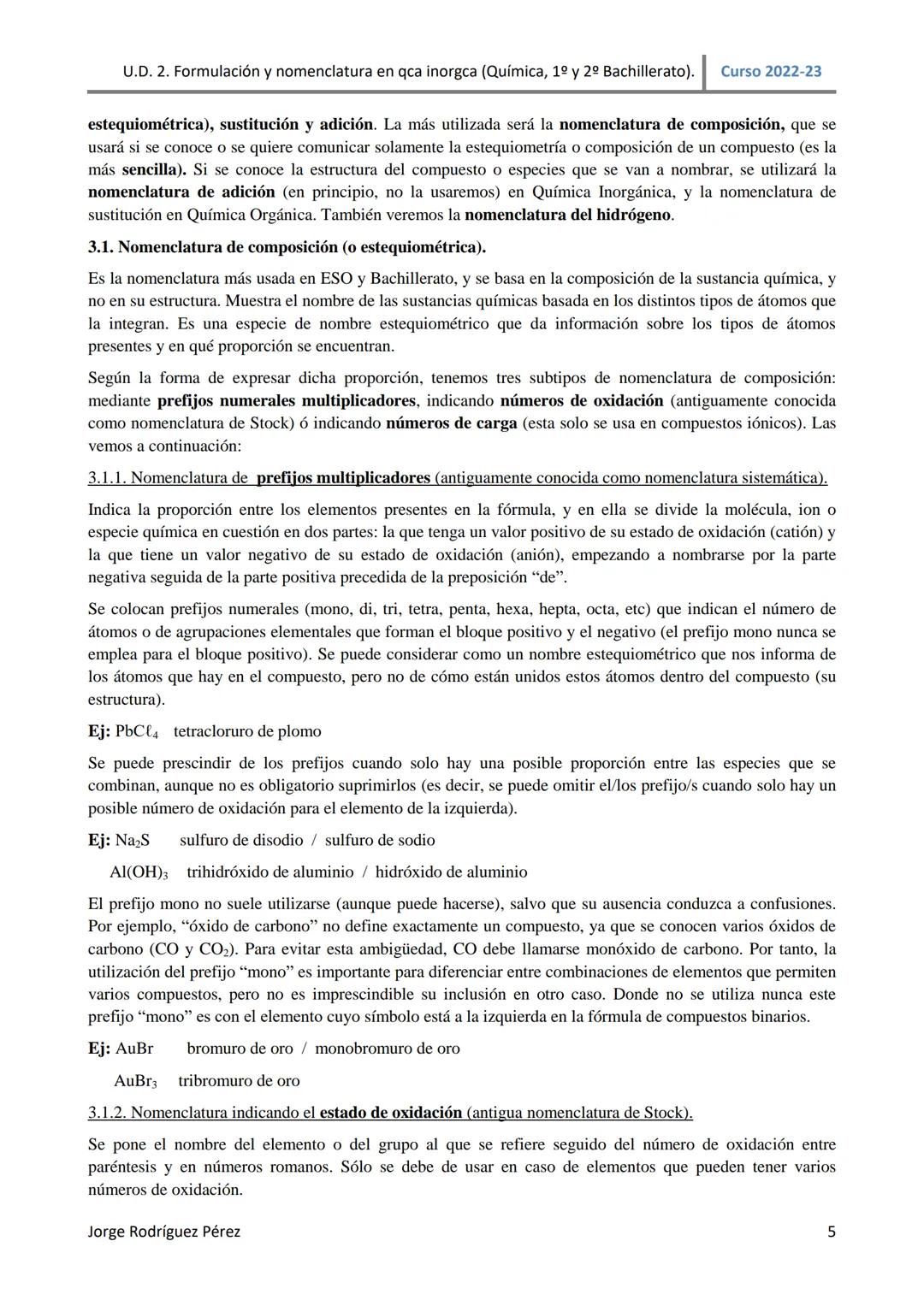 U.D. 2. Formulación y nomenclatura en qca inorgca (Química, 1º y 2º Bachillerato). Curso 2022-23
TEMA 2: FORMULACIÓN Y NOMENCLATURA EN QUÍMI