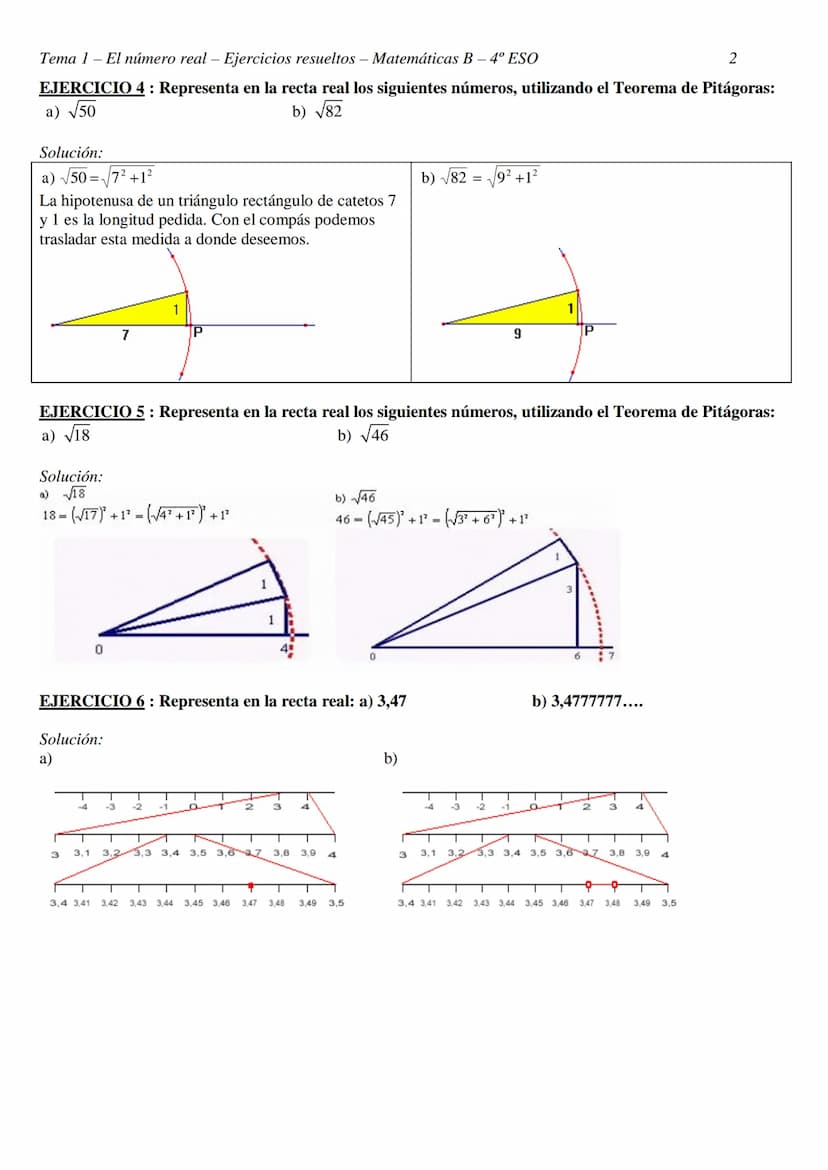 Tema 1- El número real - Ejercicios resueltos - Matemáticas B - 4º ESO
TEMA 1 - EL NÚMERO REAL
CLASIFICACIÓN Y REPRESENTACIÓN DE NÚMEROS REA