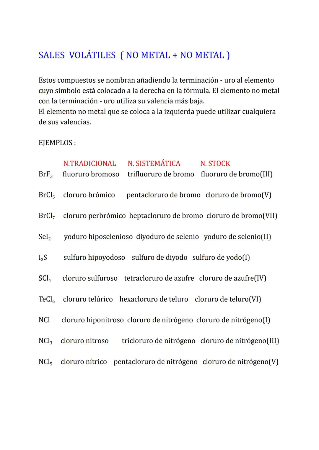 # SALES BINARIAS

SAL NEUTRA (NO METAL + METAL)

El no metal es el elemento más electronegativo y se coloca a la derecha.
Utiliza su valenci
