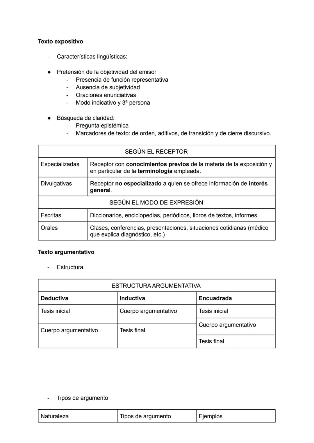 Texto expositivo
Características lingüísticas:
Pretensión de la objetividad del emisor
Presencia de función representativa
Ausencia de subje