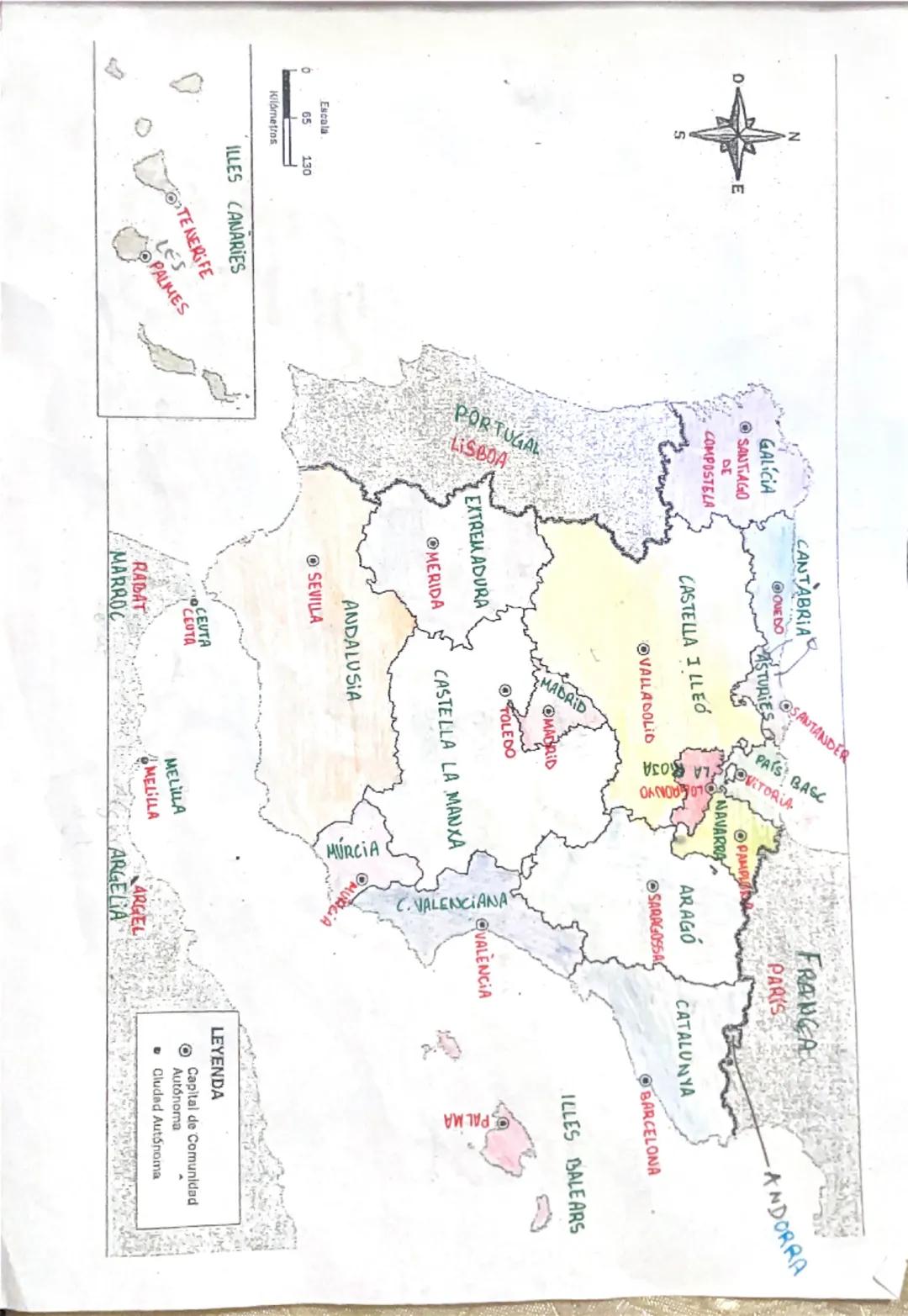 # Escala
Kilómetros
0     65    130
ILLES CANÀRIES
TENERIFE
LES PALMES
MARROC
RABAT
CEUTA
MELILLA
ARGÈLIA
ARGEL
PORTUGAL
LISBOA
EXTREMADURA
