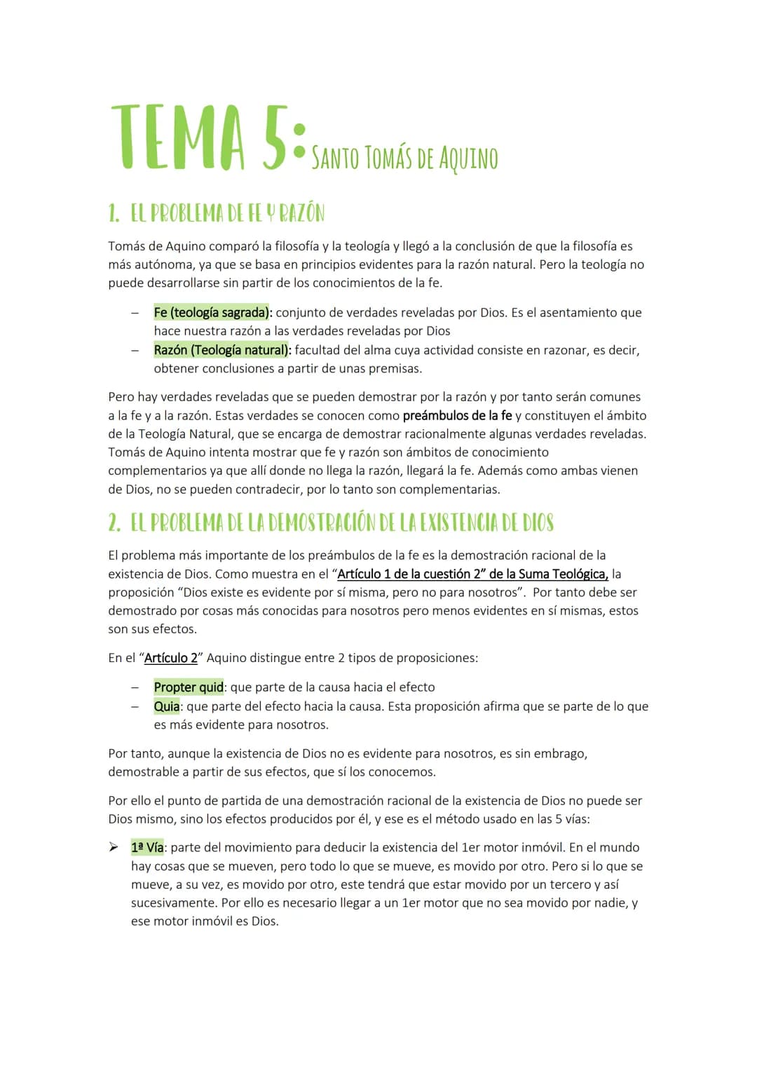 TEMA 5:
SANTO TOMÁS DE AQUINO
1. EL PROBLEMA DE FE Y RAZÓN
Tomás de Aquino comparó la filosofía y la teología y llegó a la conclusión de que