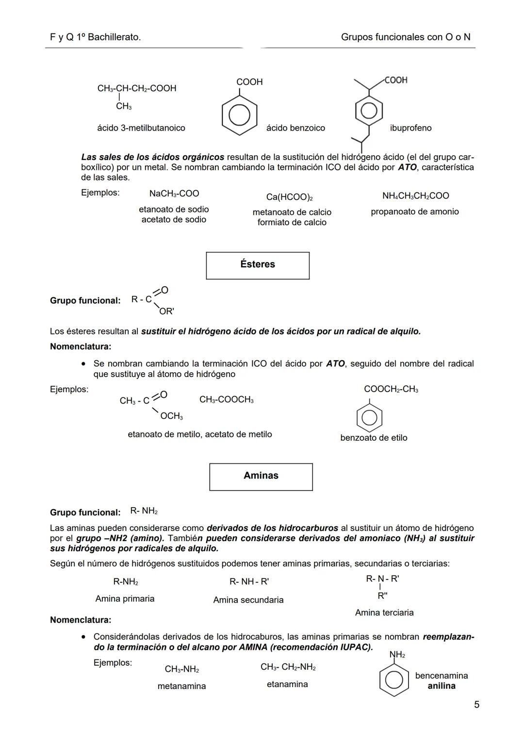 Dpto. Fisica
y Química
Química Orgánica
Grupos funcionales
con oxígeno o nitrógeno
La parte carbonada constituye el esqueleto fundamental de