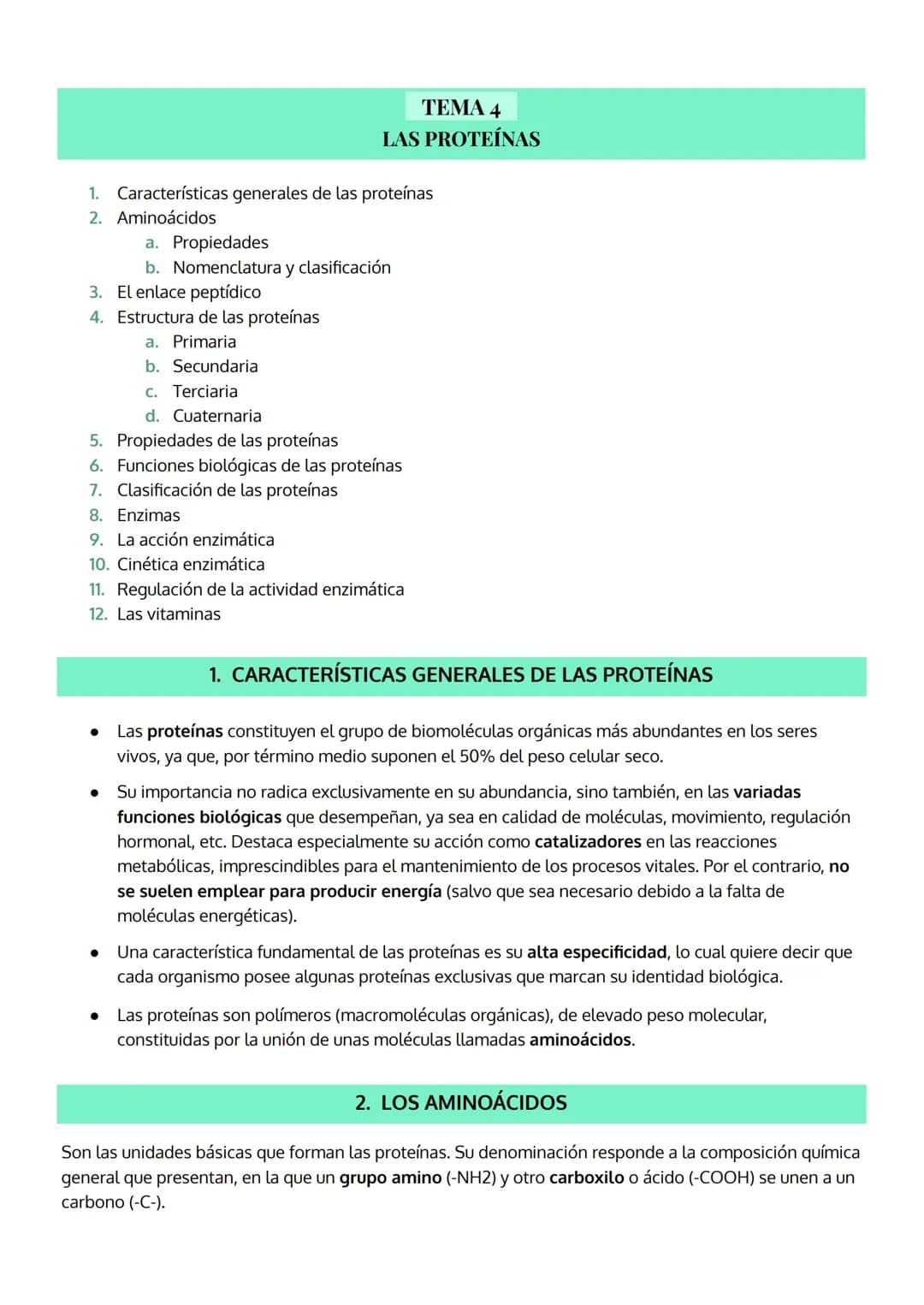 
<p>Las proteínas son el grupo de biomoléculas orgánicas más abundantes en los seres vivos, representando un 50% del peso celular seco en pr