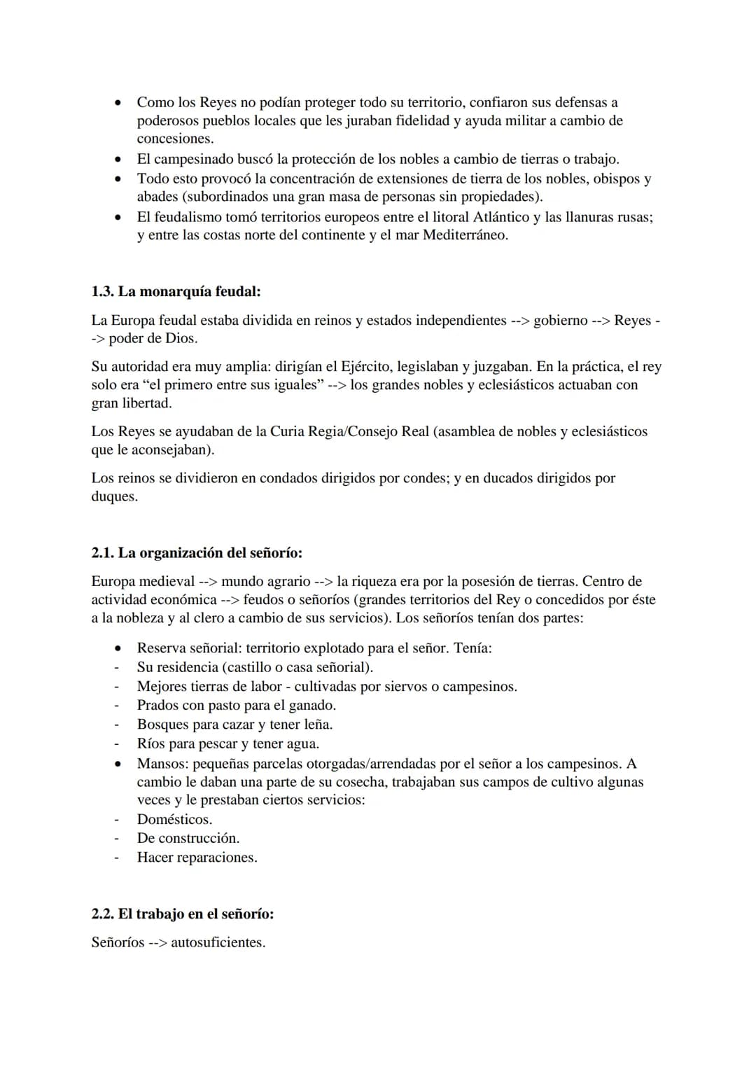 El feudalismo en Europa:
RESUMEN HISTORIA - Tema 2: la Alta Edad Media:
1031-1085
Primeros
reinos de
taifas
CALIFATO
1086
Almoravive.
●
1145