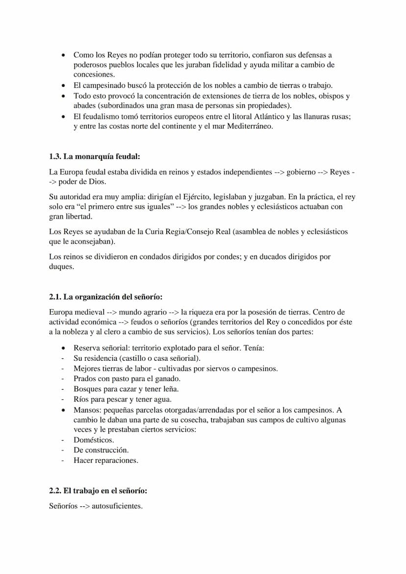 El feudalismo en Europa:
RESUMEN HISTORIA - Tema 2: la Alta Edad Media:
1031-1085
Primeros
reinos de
taifas
CALIFATO
1086
Almoravive.
●
1145