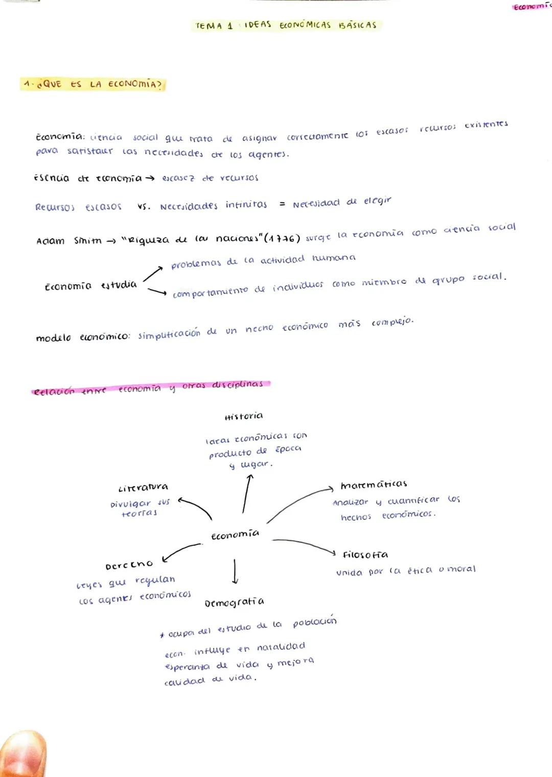 1. ¿QUE ES LA ECONOMIA?
Economia: ciencia social que trata
de asignar correctamente los
para satistaur las necesidades de los agentes.
Esenc