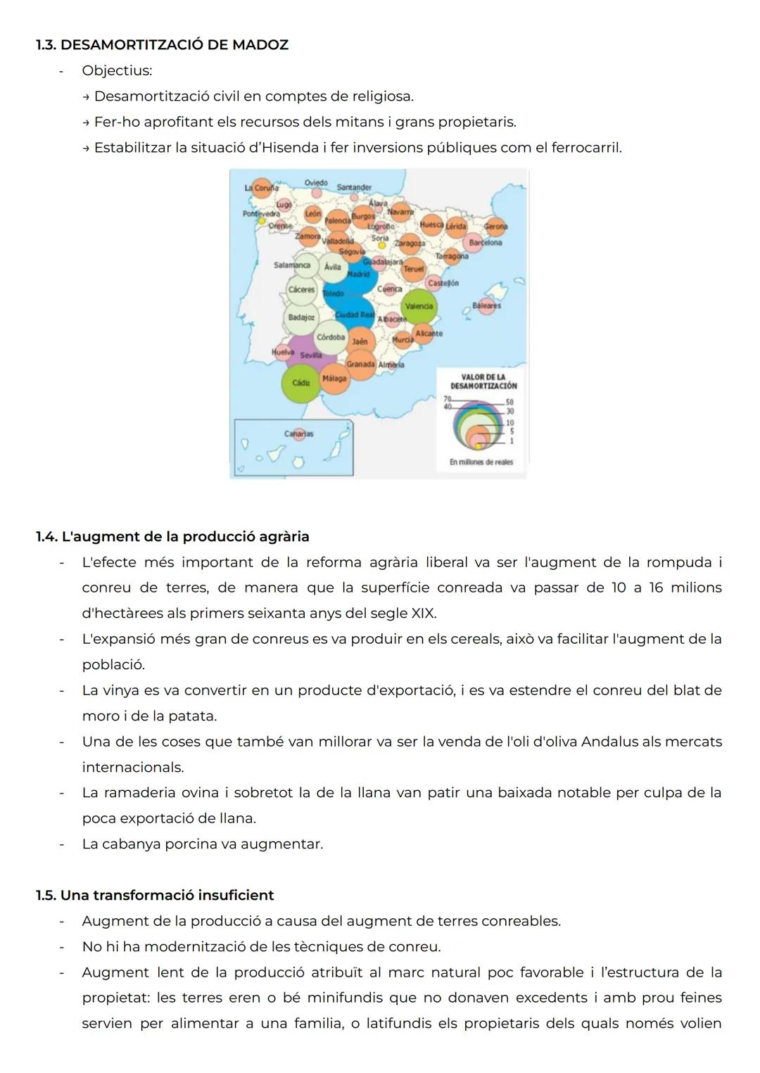 TRANSFORMACIONS AGRÀRIES I PROCÉS INDUSTRIAL (1833-1900)

1. L'AGRICULTURA, ENTRE LA REFORMA I L'ESTANCAMENT
- L'endarreriment econòmic espa