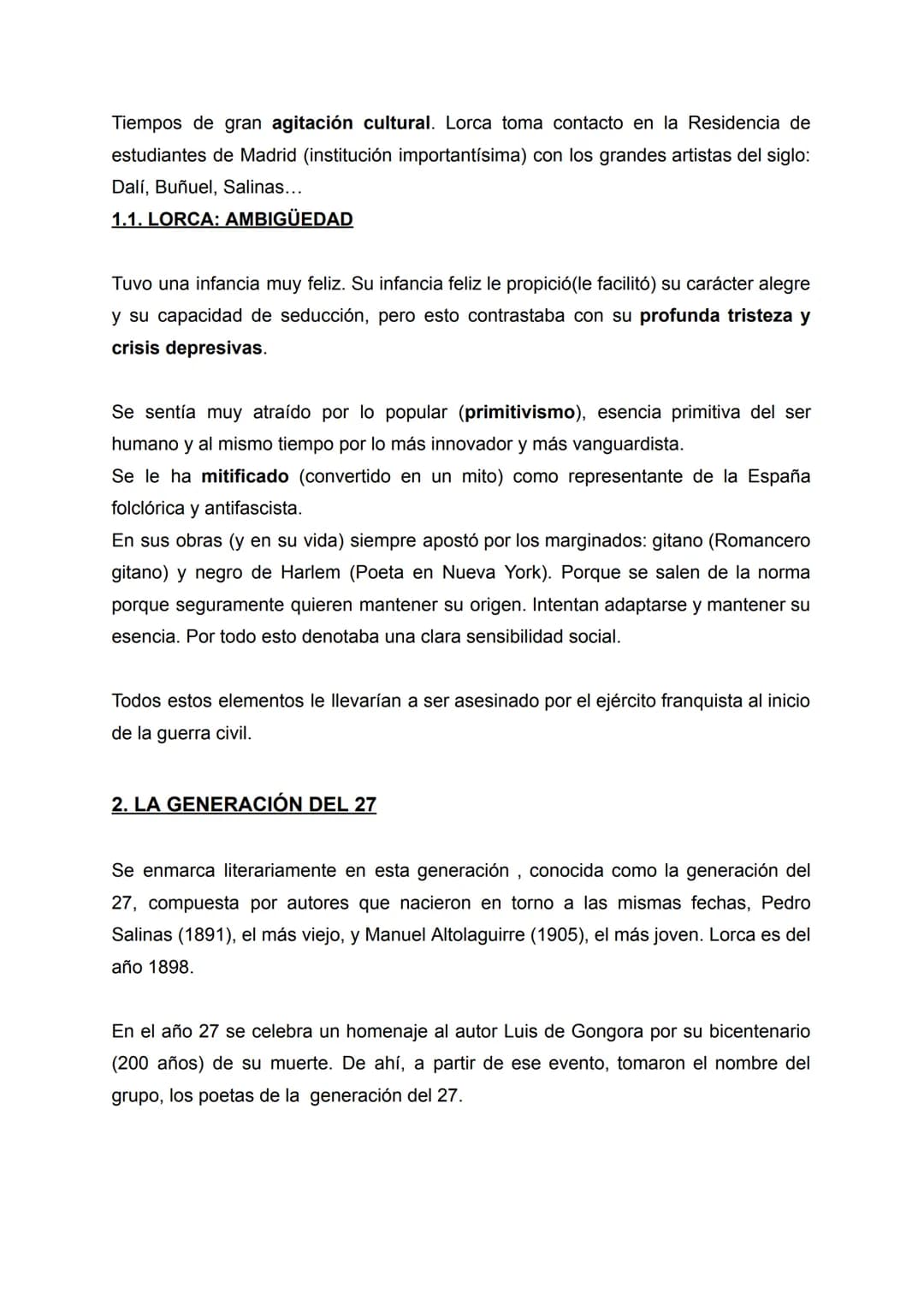 ROMANCERO GITANO - FEDERICO GARCIA LORCA
LIBRO COMPLETO
PRESENTACIÓN CLASE
1. CONTEXTO HISTÓRICO: LORCA Y SU ÉPOCA.
2. LA GENERACIÓN DEL 27.