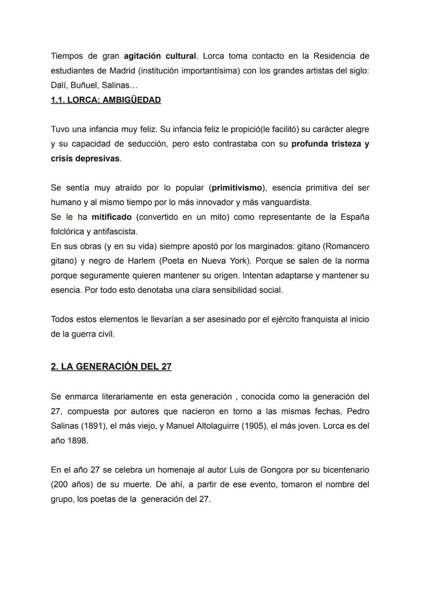 ROMANCERO GITANO - FEDERICO GARCIA LORCA
LIBRO COMPLETO
PRESENTACIÓN CLASE
1. CONTEXTO HISTÓRICO: LORCA Y SU ÉPOCA.
2. LA GENERACIÓN DEL 27.