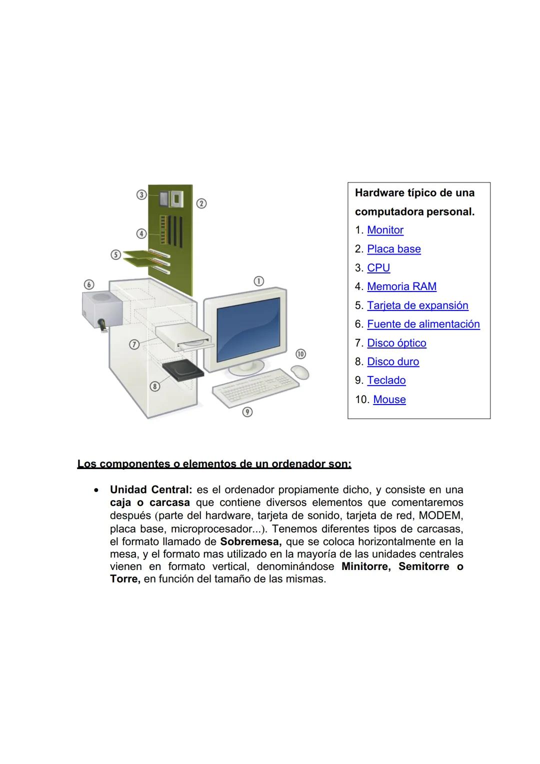 UNIDAD DIDÁCTICA 1. INTRODUCCIÓN AL ORDENADOR
(HARDWARE Y SOFTWARE)

1. Hardware
*   Tipología y clasificaciones
*   Arquitectura de un equi