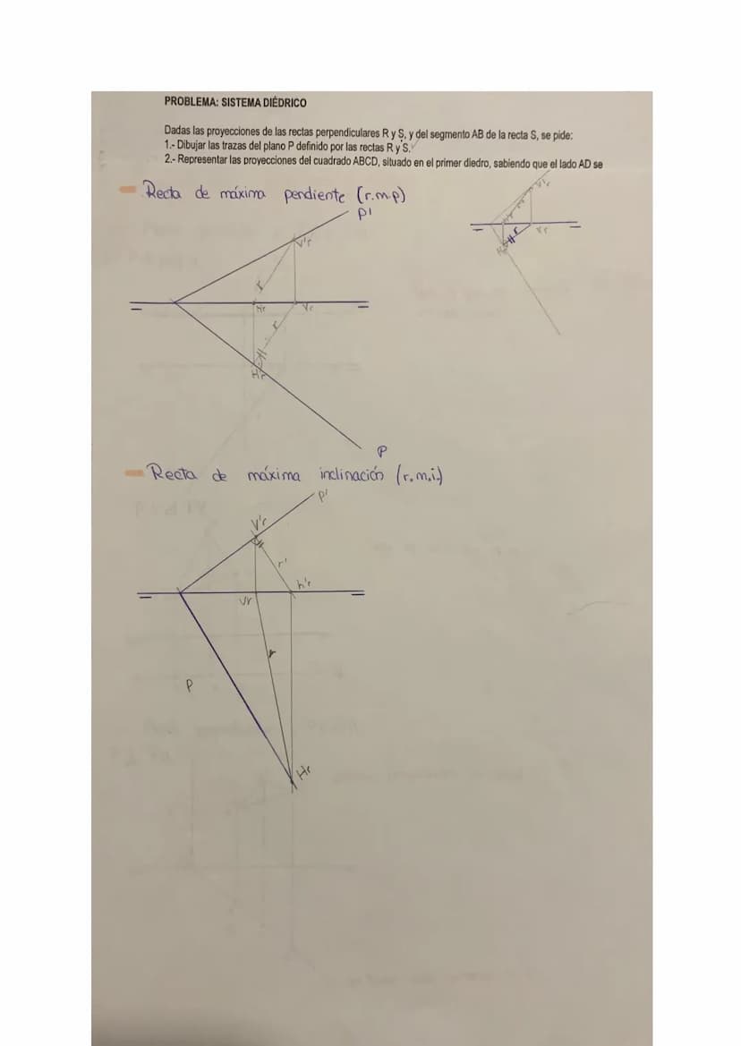PROBLEMA: SISTEMA DIÉDRICO
Dadas las proyecciones de las rectas perpendiculares R y S, y del segmento AB de la recta S. se pide:
TEMA
TIPOS 