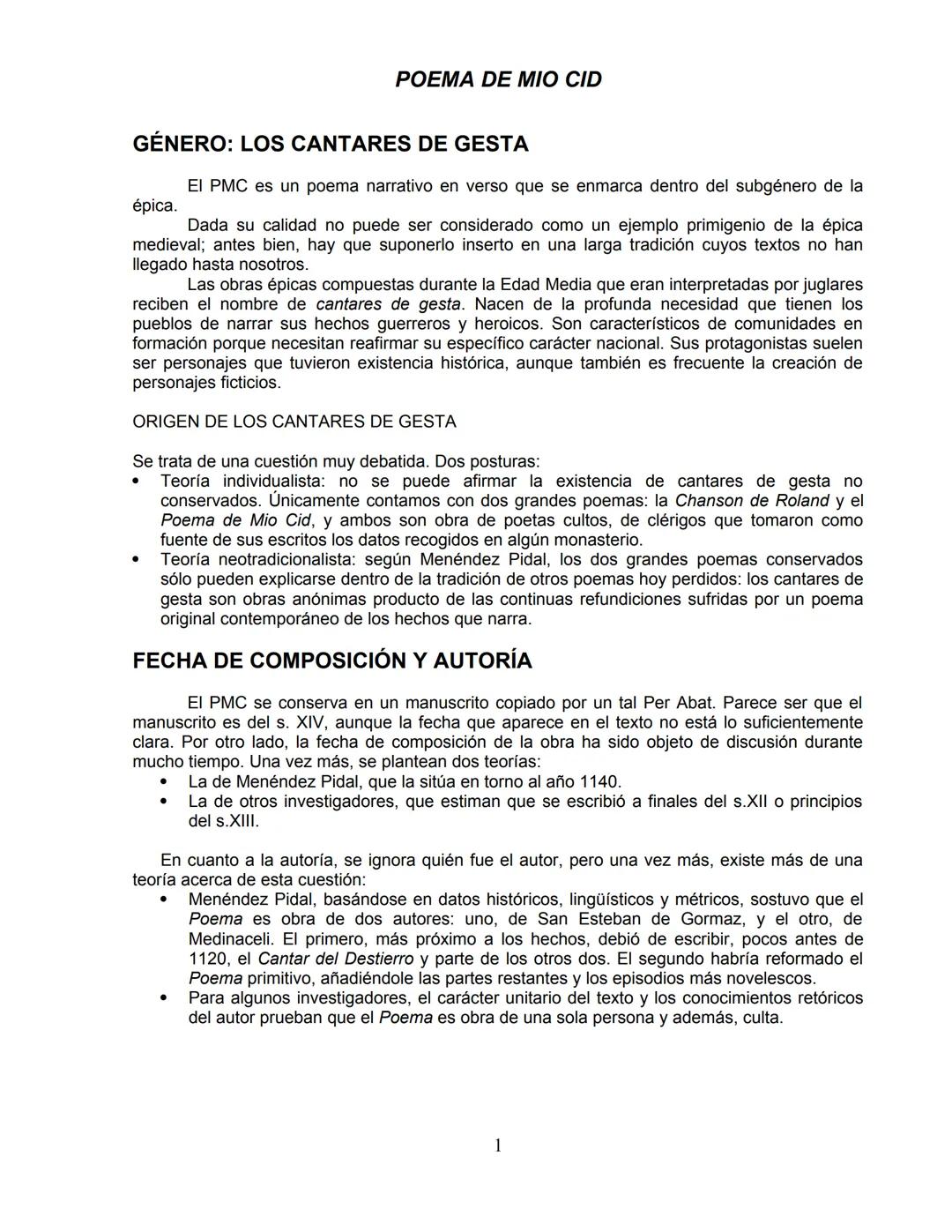 Poema de Mio Cid - Análisis