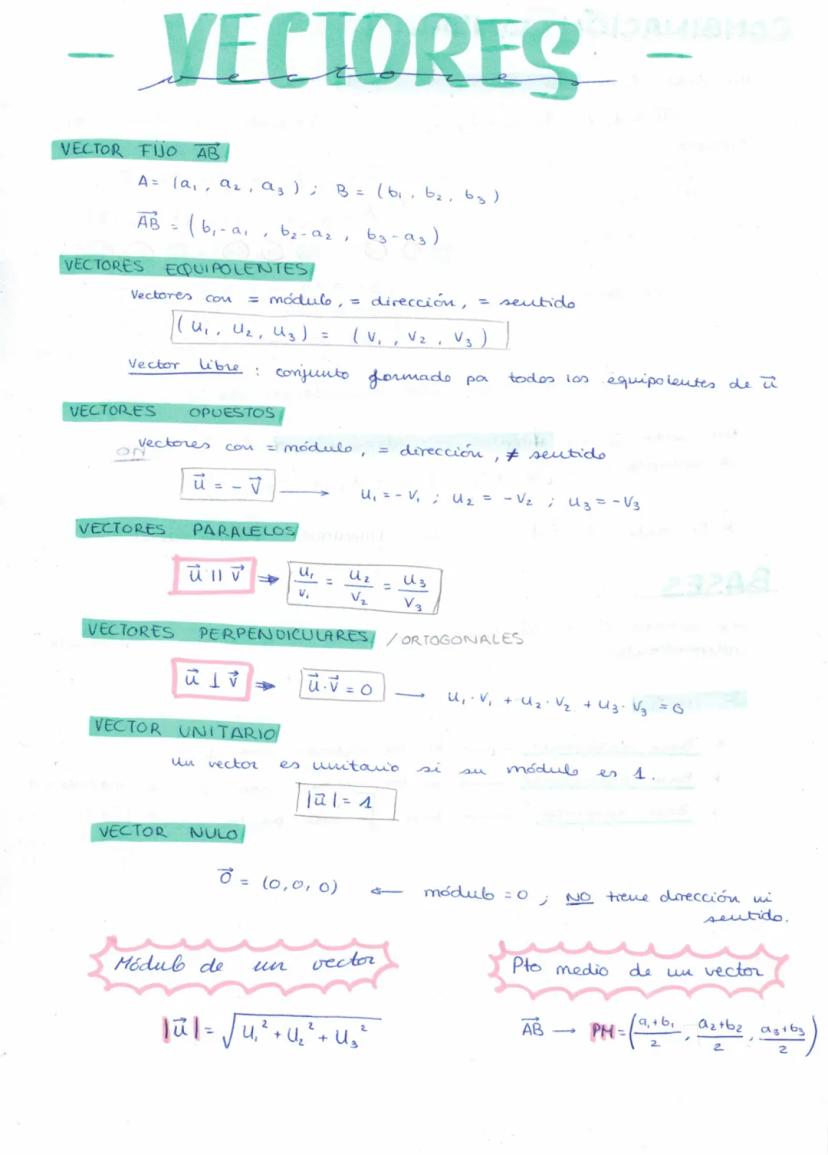 VECTORES
VECTOR FIJO AB
A = (a₁, a₂, A₂); B = (b₁,b₂, bz)
AB= (b₁-a₁b₂-a₂,
63-93)
VECTORES EQUIPOLENTES/
Vectores com
Vector
VECTORES
= módu