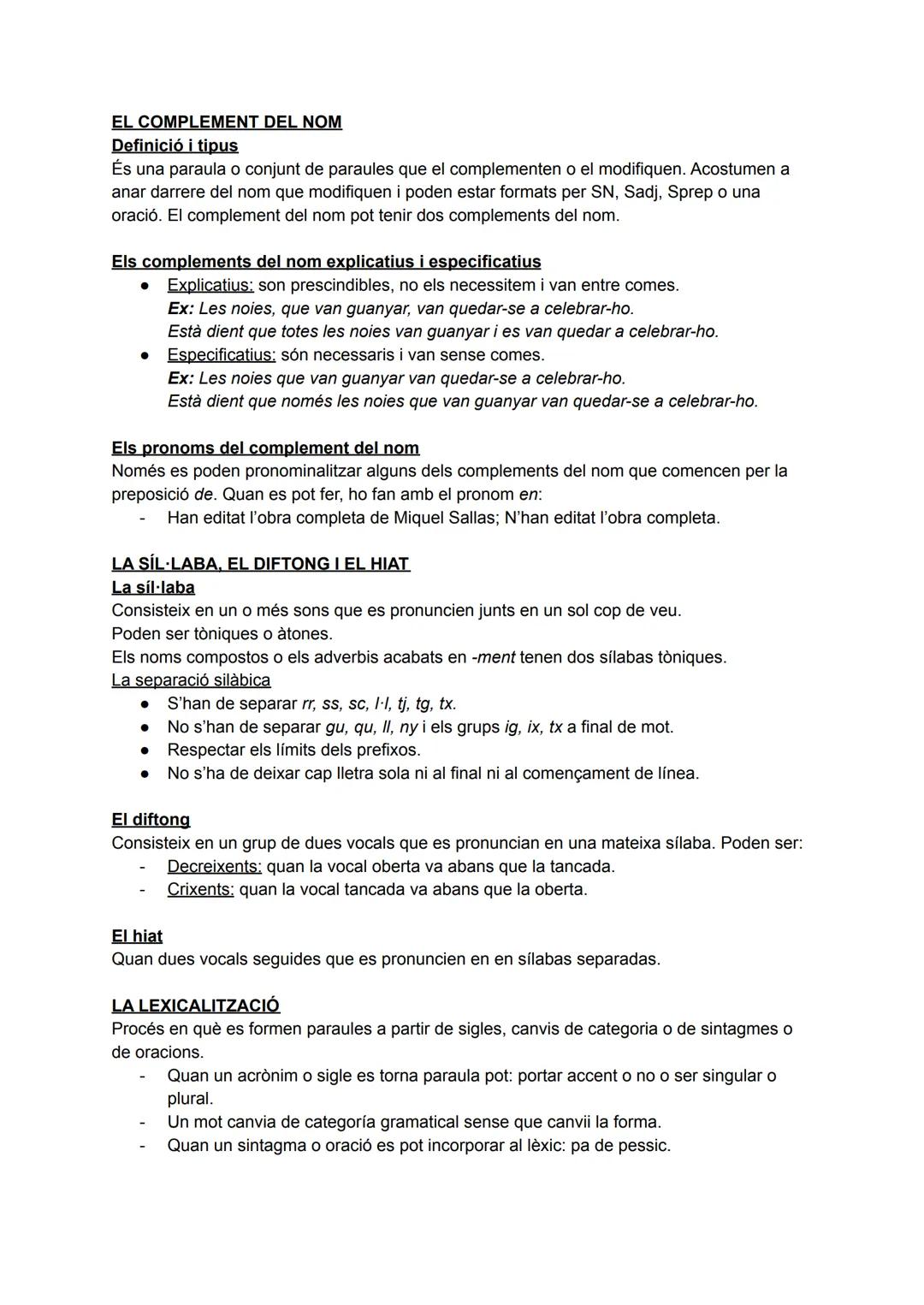 # EL COMPLEMENT DEL NOM

Definició i tipus

És una paraula o conjunt de paraules que el complementen o el modifiquen. Acostumen a
anar darre