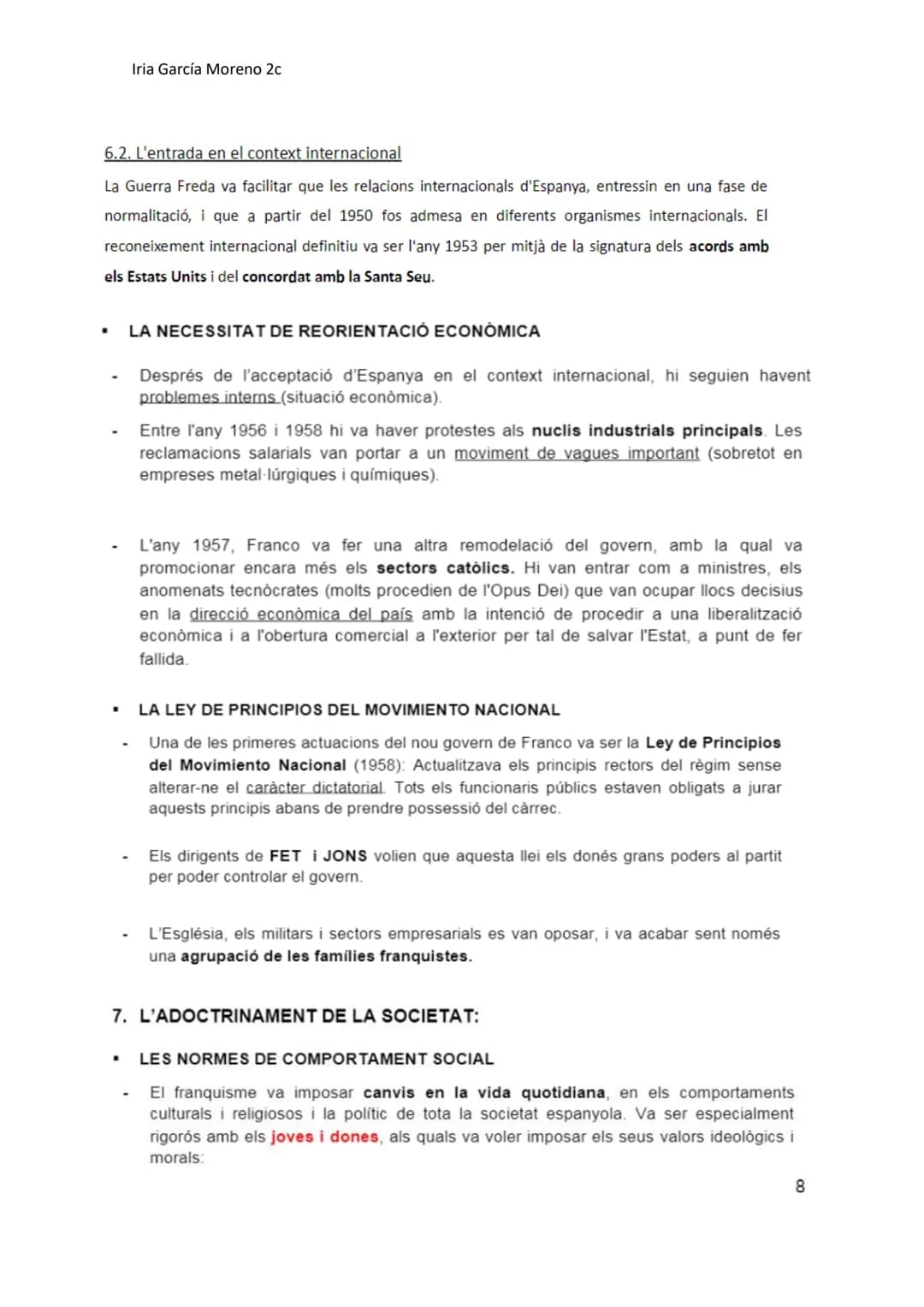 Iria García Moreno 2c
TEMA 13. EL FRANQUISME: LA POSTGUERRA (1939-1959)
1. EL CARÀCTER DEL RÈGIM FRANQUISTA
1.1. Un règim dictatorial
Franco