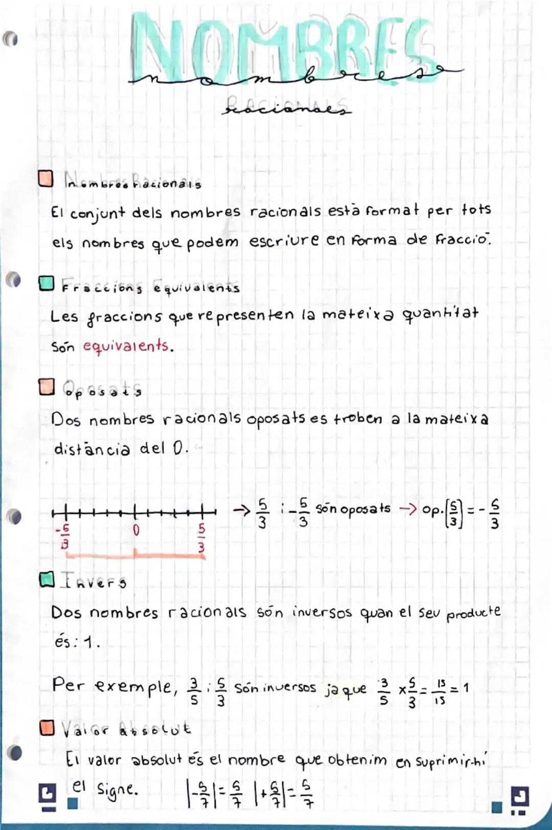 NOMBRES
Raciones
☐ Membres hacionals
El conjunt dels nombres racionals està format per tots
els nombres que podem escriure en forma de Fracc