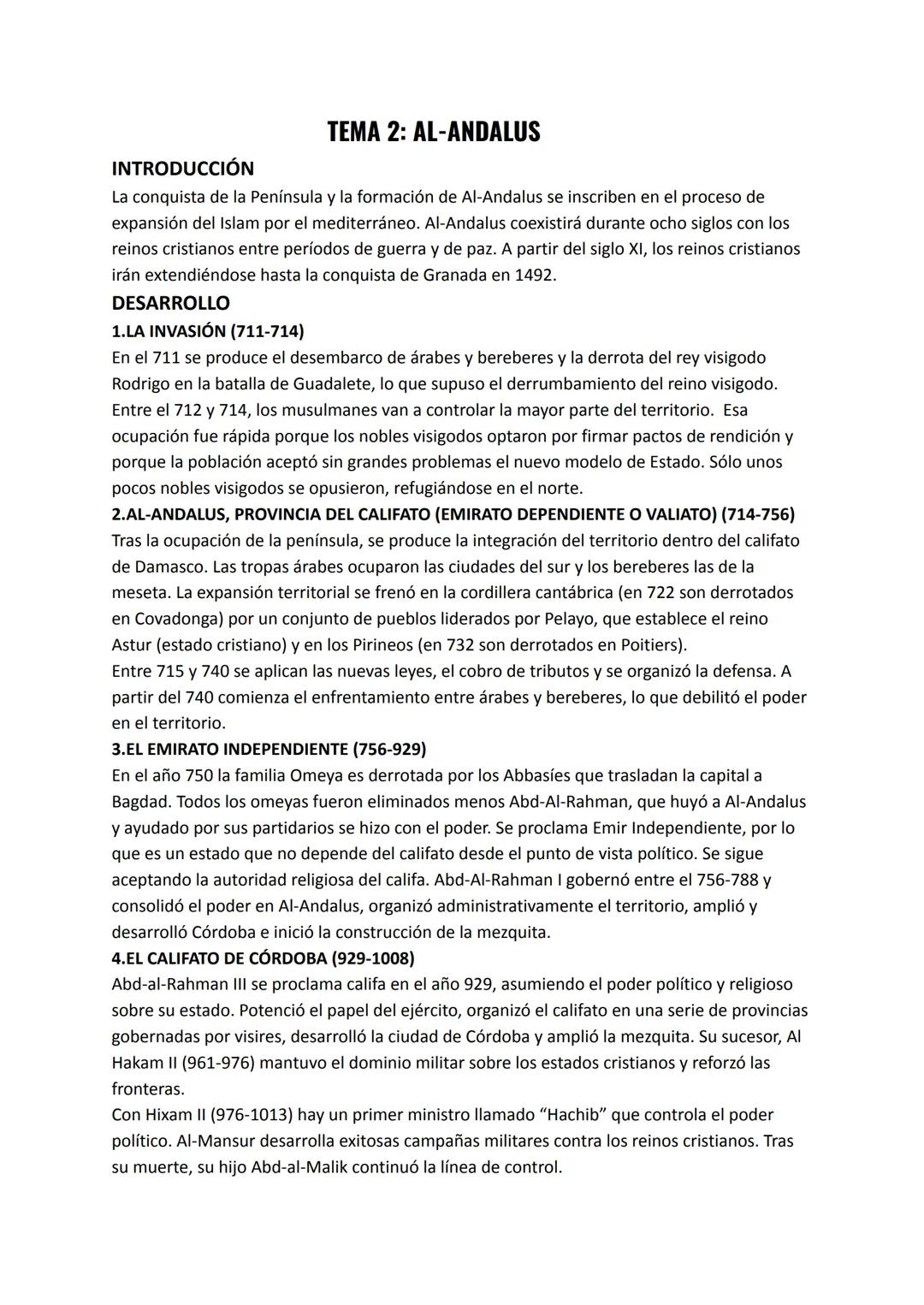TEMA 2: AL-ANDALUS
INTRODUCCIÓN
La conquista de la Península y la formación de Al-Andalus se inscriben en el proceso de
expansión del Islam 